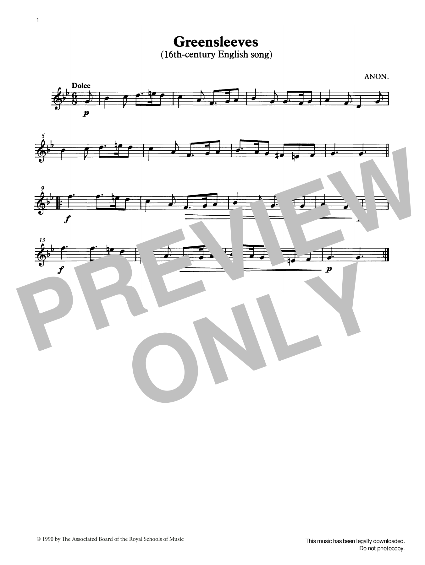 Trad. English Greensleeves from Graded Music for Tuned Percussion, Book II Sheet Music Notes & Chords for Percussion Solo - Download or Print PDF