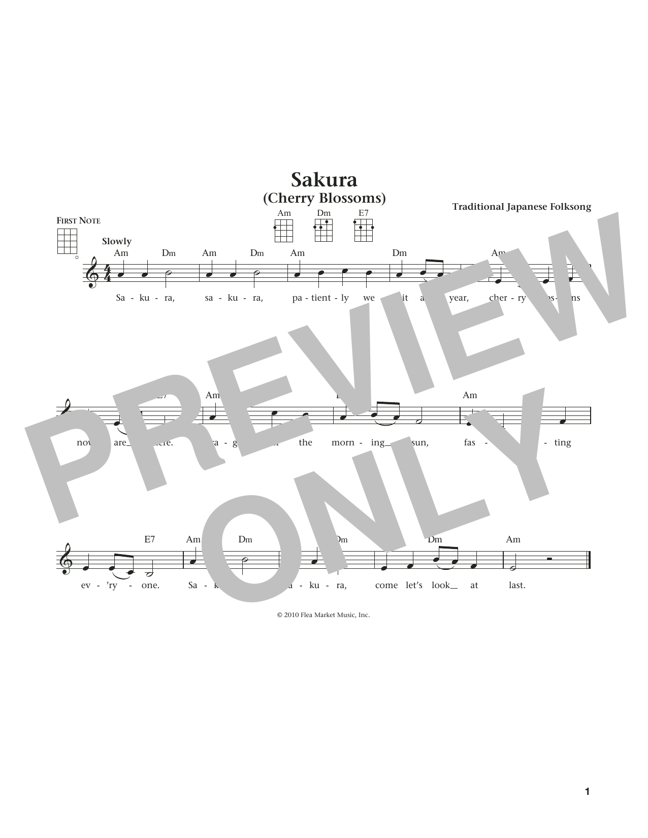 Trad. Japanese Folk Song Sakura (Cherry Blossoms) (from The Daily Ukulele) (arr. Liz and Jim Beloff) Sheet Music Notes & Chords for Ukulele - Download or Print PDF