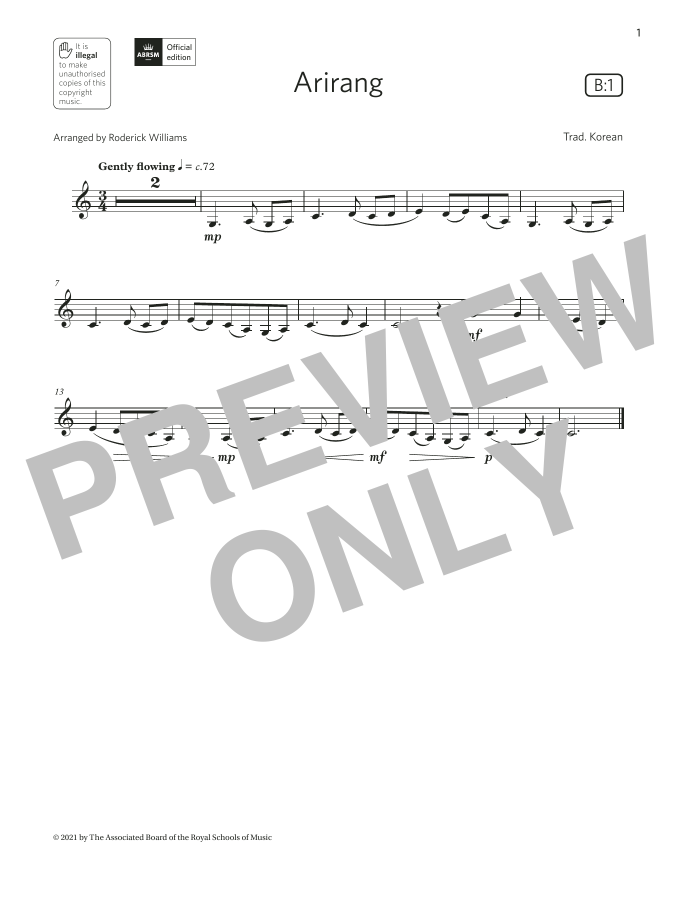 Trad. Korean Arirang (Grade 1 List B1 from the ABRSM Clarinet syllabus from 2022) Sheet Music Notes & Chords for Clarinet Solo - Download or Print PDF