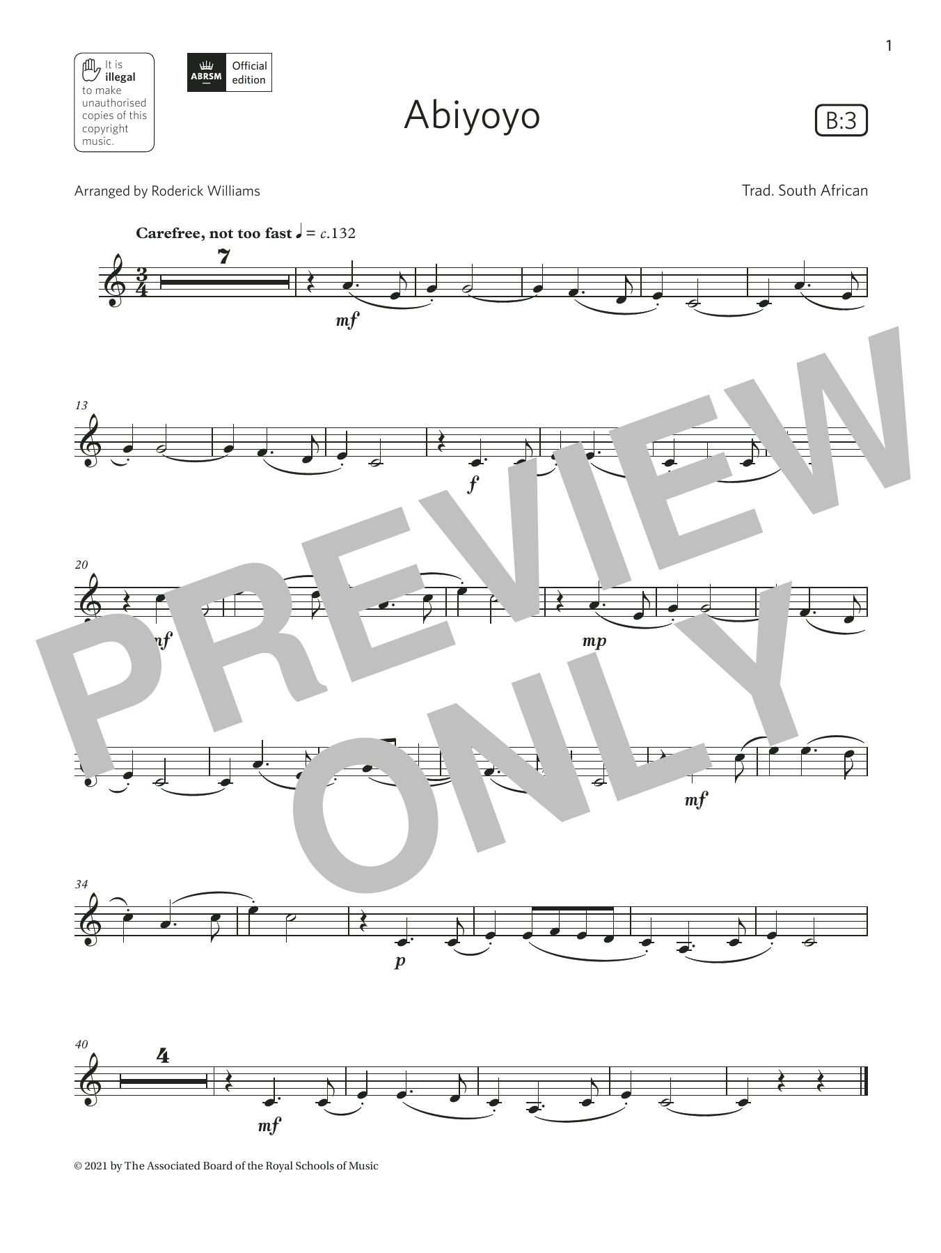 Trad. South African Abiyoyo (Grade 2 List B3 from the ABRSM Clarinet syllabus from 2022) Sheet Music Notes & Chords for Clarinet Solo - Download or Print PDF