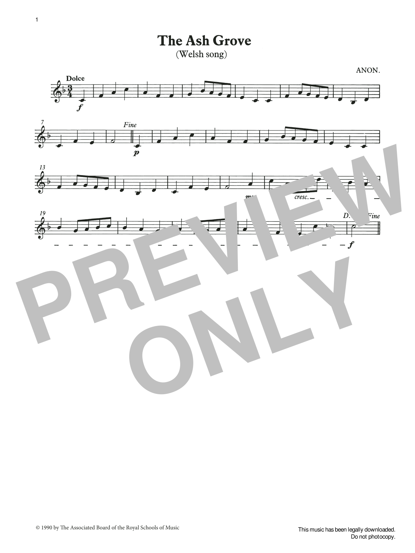Trad. Welsh The Ash Grove from Graded Music for Tuned Percussion, Book I Sheet Music Notes & Chords for Percussion Solo - Download or Print PDF