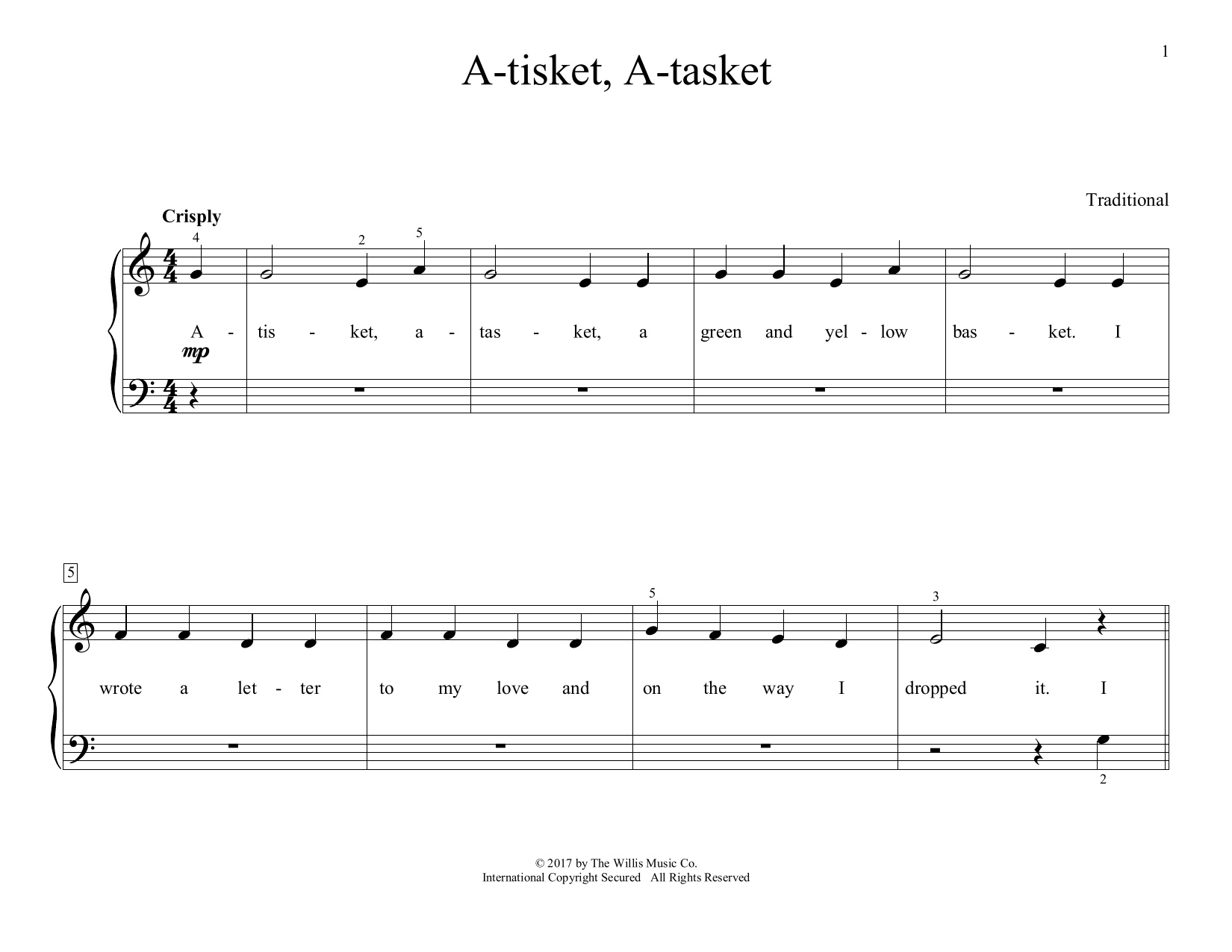 Traditional A-tisket, A-tasket (arr. Christopher Hussey) Sheet Music Notes & Chords for Educational Piano - Download or Print PDF