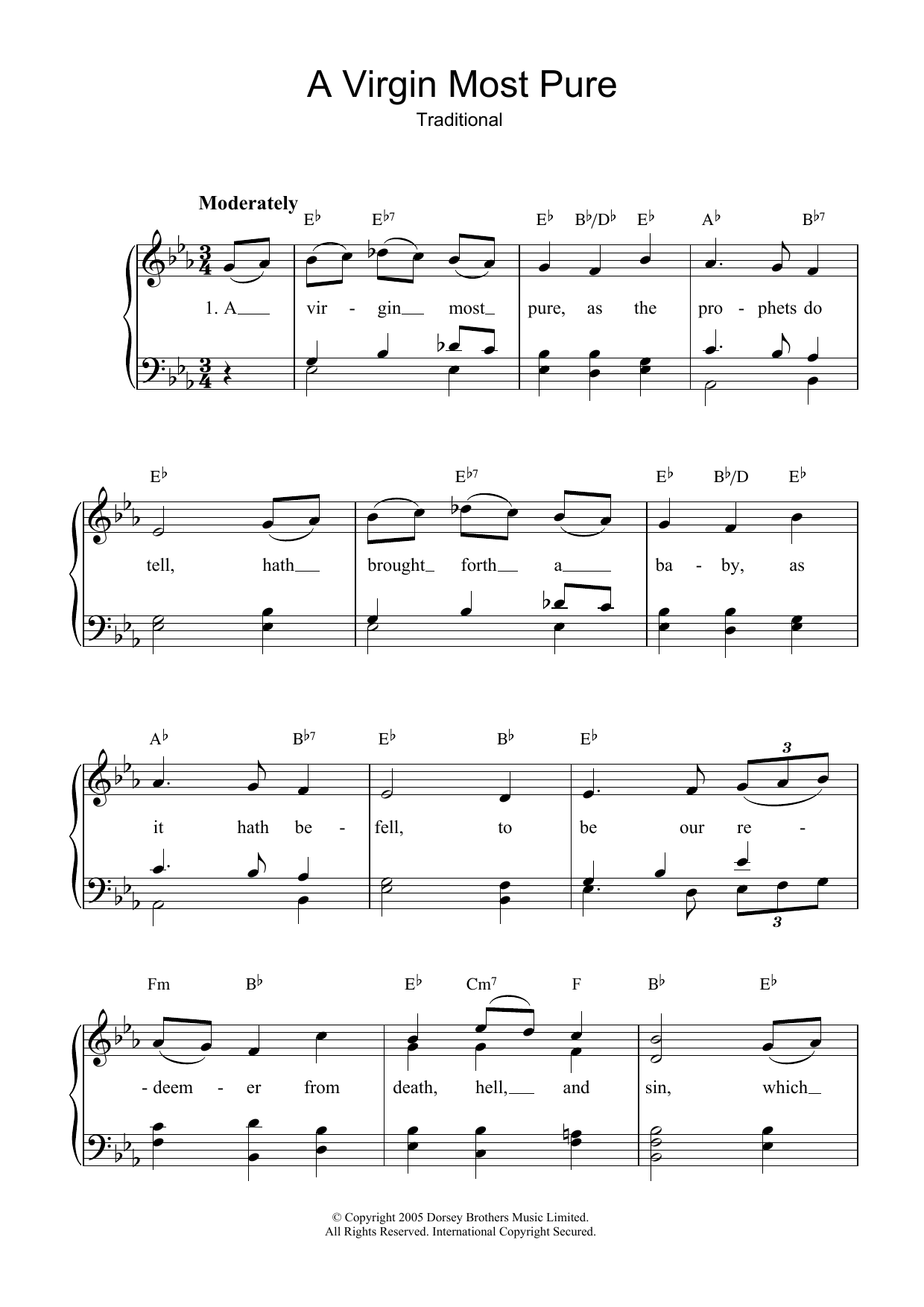 Traditional A Virgin Most Pure Sheet Music Notes & Chords for Piano & Vocal - Download or Print PDF