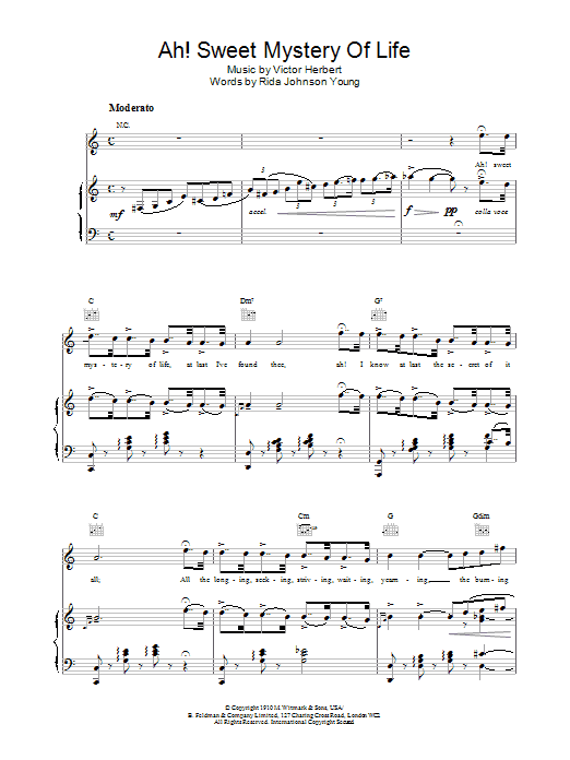 Traditional Ah! Sweet Mystery Of Life Sheet Music Notes & Chords for Piano, Vocal & Guitar (Right-Hand Melody) - Download or Print PDF