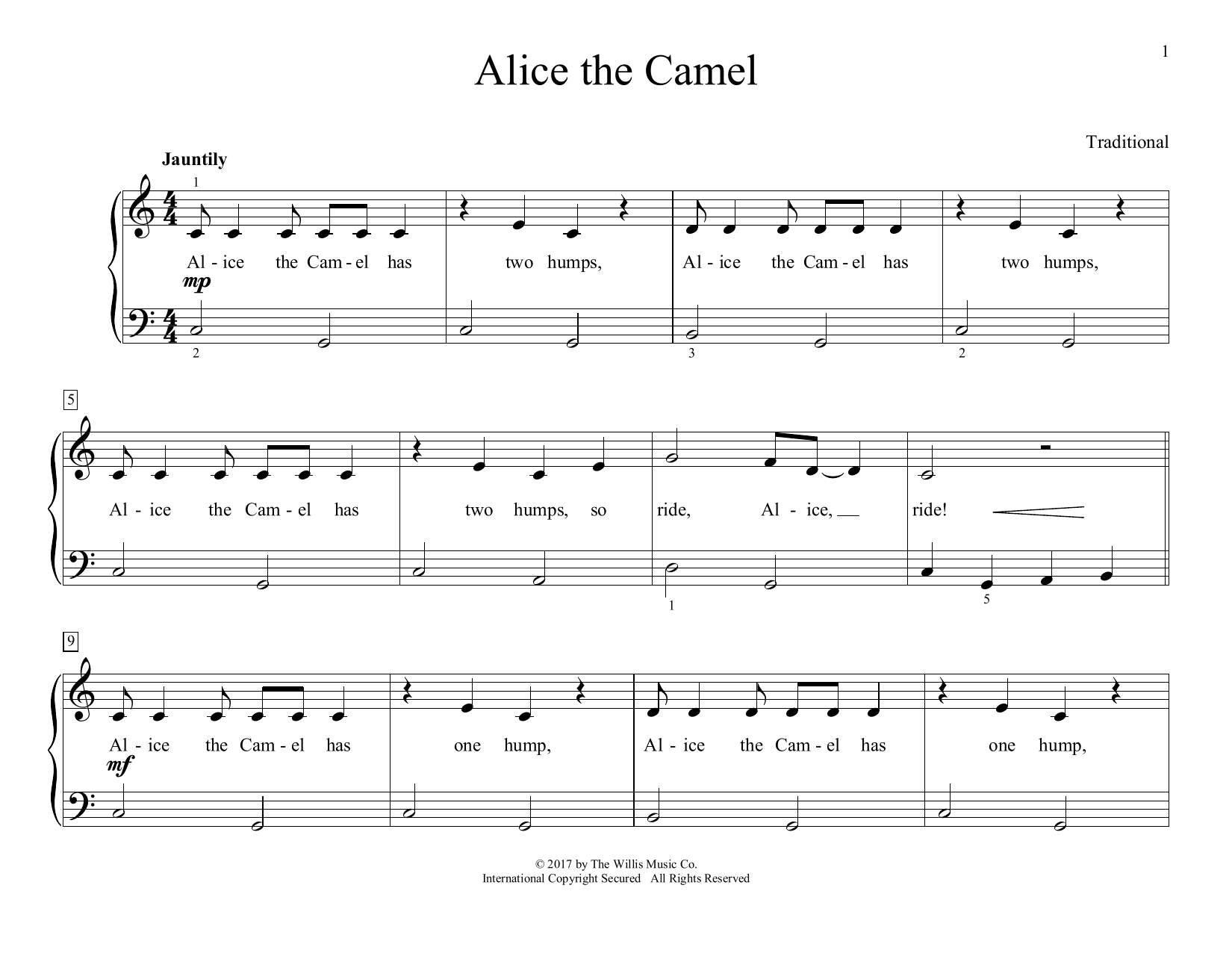 Traditional Alice The Camel (arr. Christopher Hussey) Sheet Music Notes & Chords for Educational Piano - Download or Print PDF