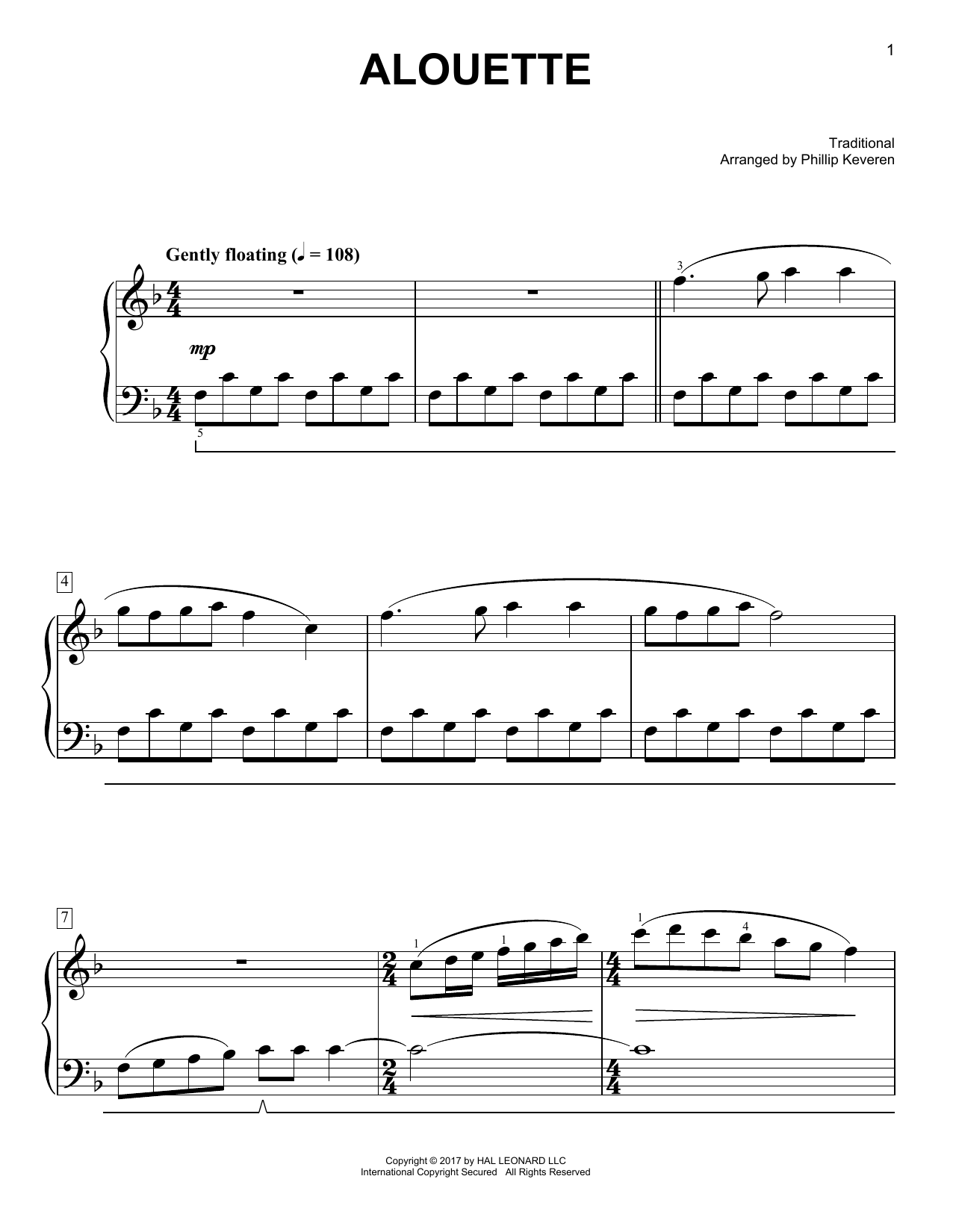 Traditional Alouette [Classical version] (arr. Phillip Keveren) Sheet Music Notes & Chords for Easy Piano - Download or Print PDF