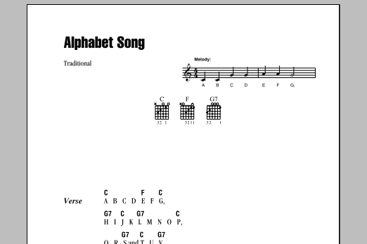 Traditional Alphabet Song Sheet Music Notes & Chords for Melody Line, Lyrics & Chords - Download or Print PDF