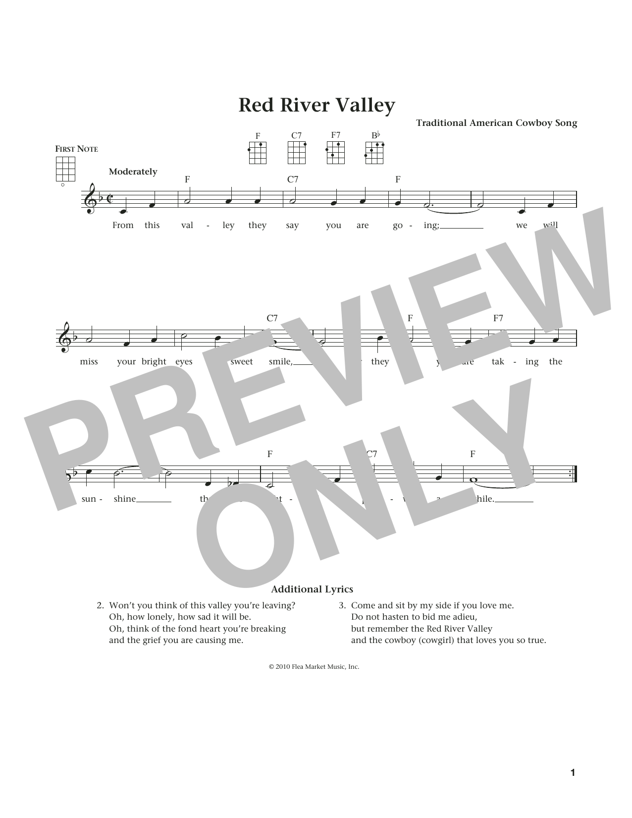 Traditional American Cowboy So The Red River Valley (from The Daily Ukulele) (arr. Liz and Jim Beloff) Sheet Music Notes & Chords for Ukulele - Download or Print PDF