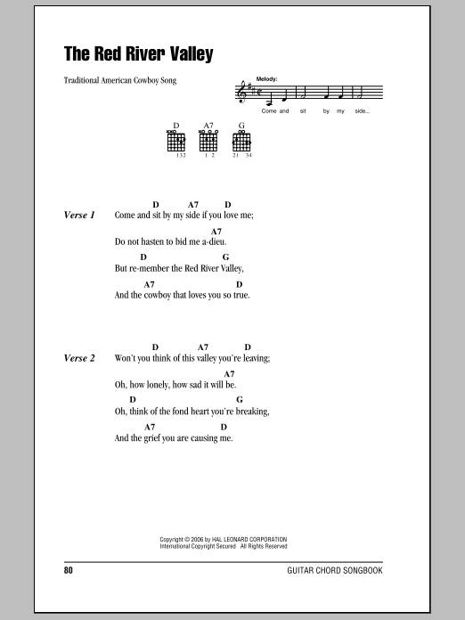 Traditional American Cowboy So The Red River Valley Sheet Music Notes & Chords for Very Easy Piano - Download or Print PDF