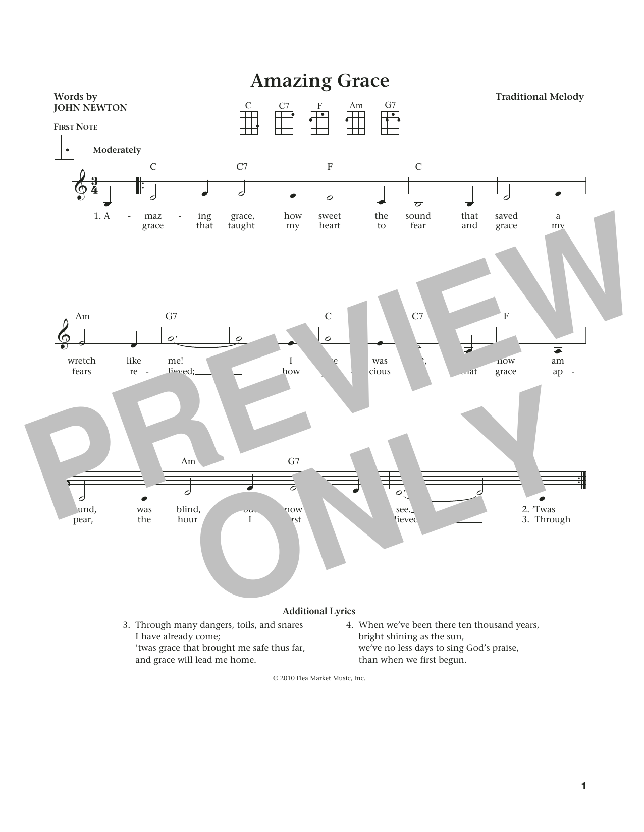 Traditional American Melody Amazing Grace (from The Daily Ukulele) (arr. Liz and Jim Beloff) Sheet Music Notes & Chords for Ukulele - Download or Print PDF