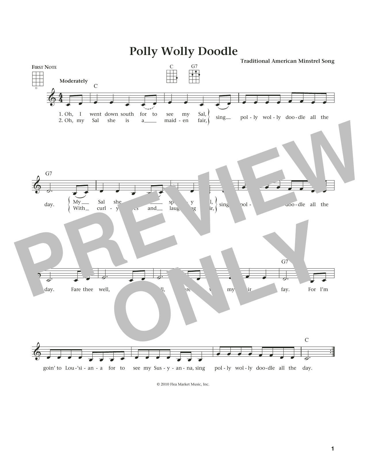 Traditional American Minstrel Polly Wolly Doodle (from The Daily Ukulele) (arr. Liz and Jim Beloff) Sheet Music Notes & Chords for Ukulele - Download or Print PDF