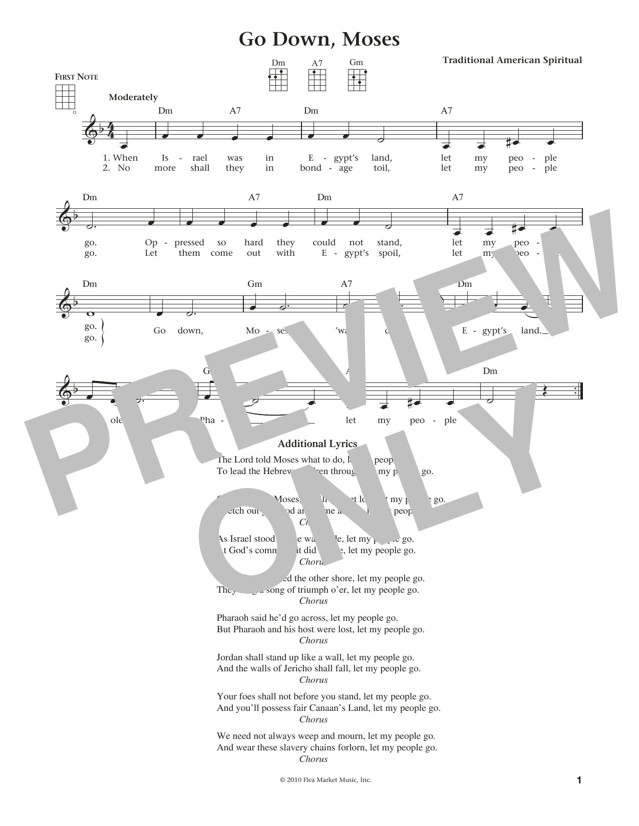 Traditional American Spiritual Go Down, Moses (from The Daily Ukulele) (arr. Liz and Jim Beloff) Sheet Music Notes & Chords for Ukulele - Download or Print PDF
