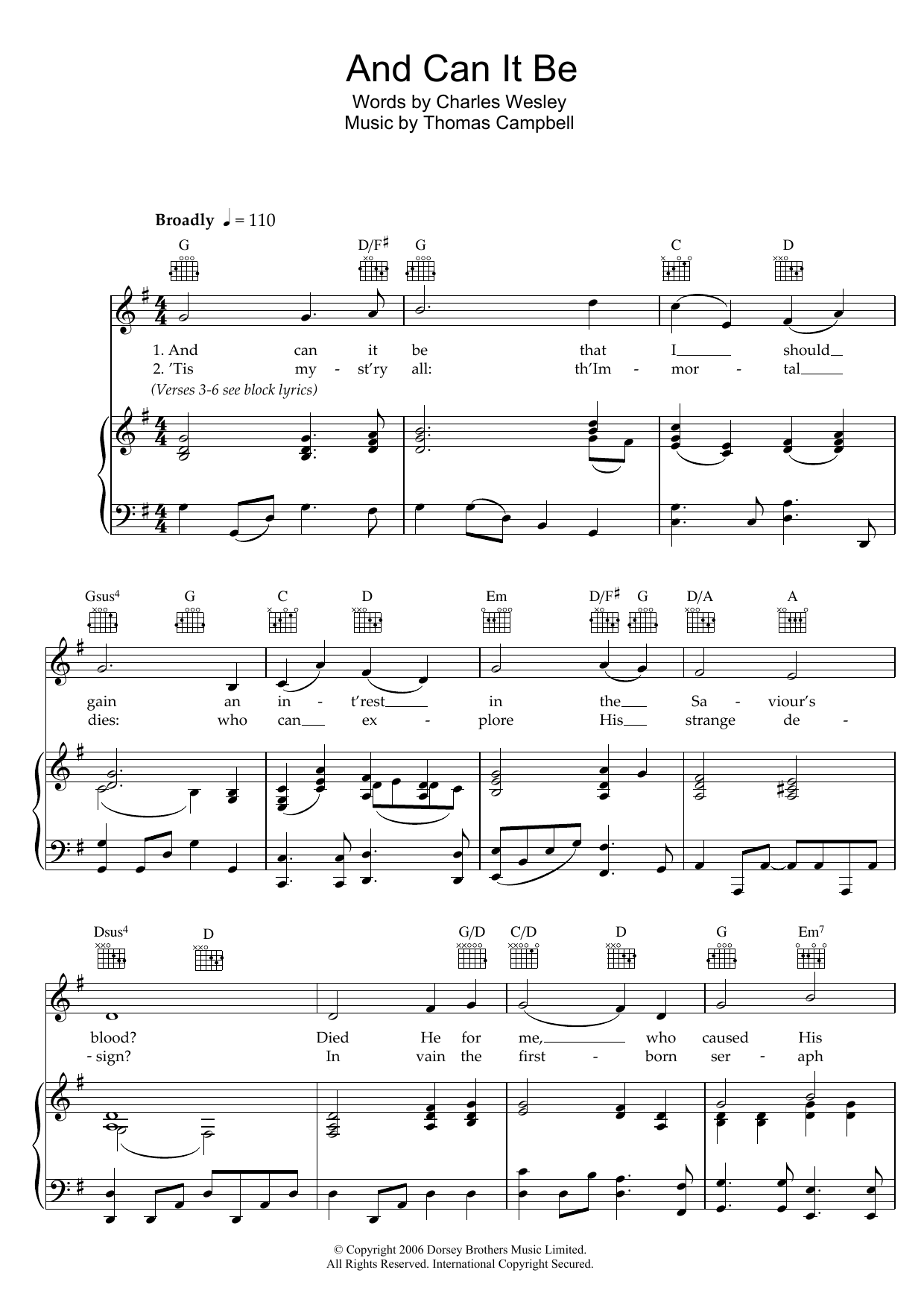 Traditional And Can It Be Sheet Music Notes & Chords for Piano, Vocal & Guitar (Right-Hand Melody) - Download or Print PDF