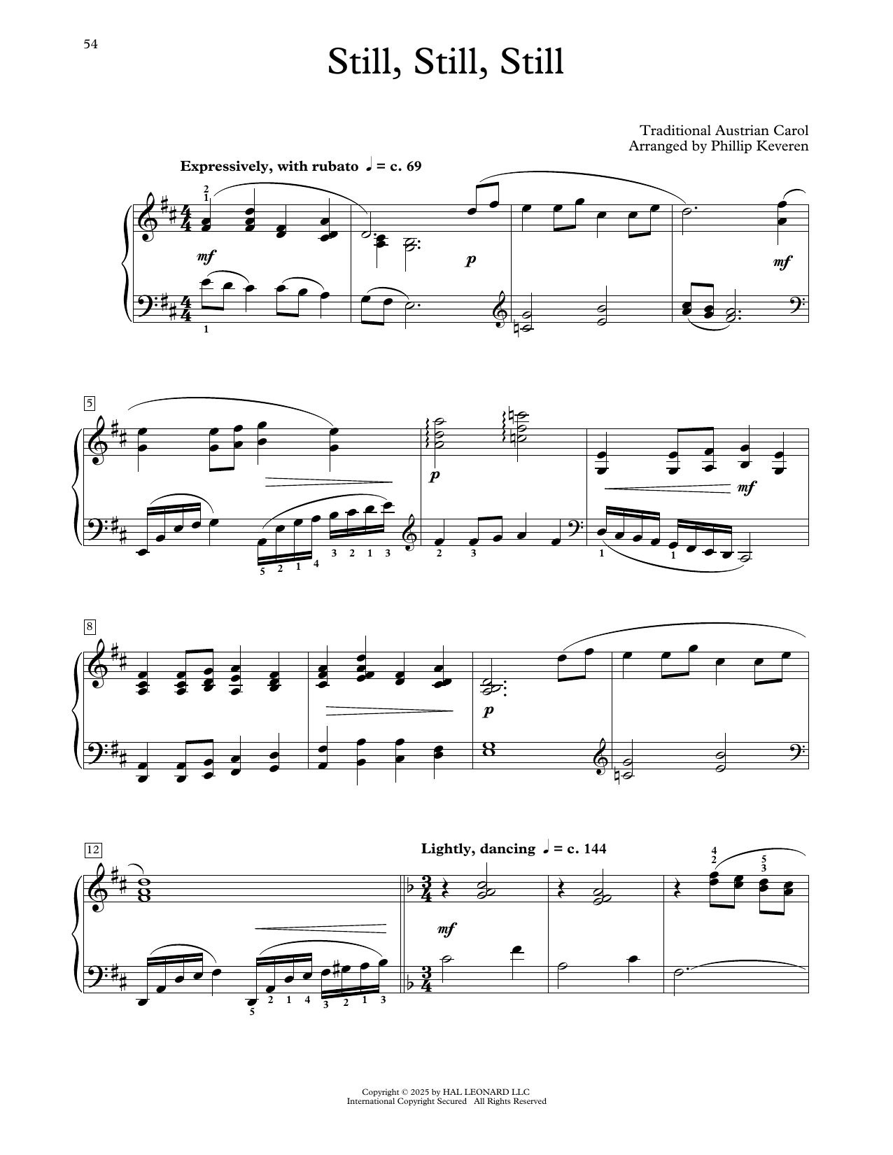 Traditional Austrian Carol Still, Still, Still (arr. Phillip Keveren) Sheet Music Notes & Chords for Educational Piano - Download or Print PDF