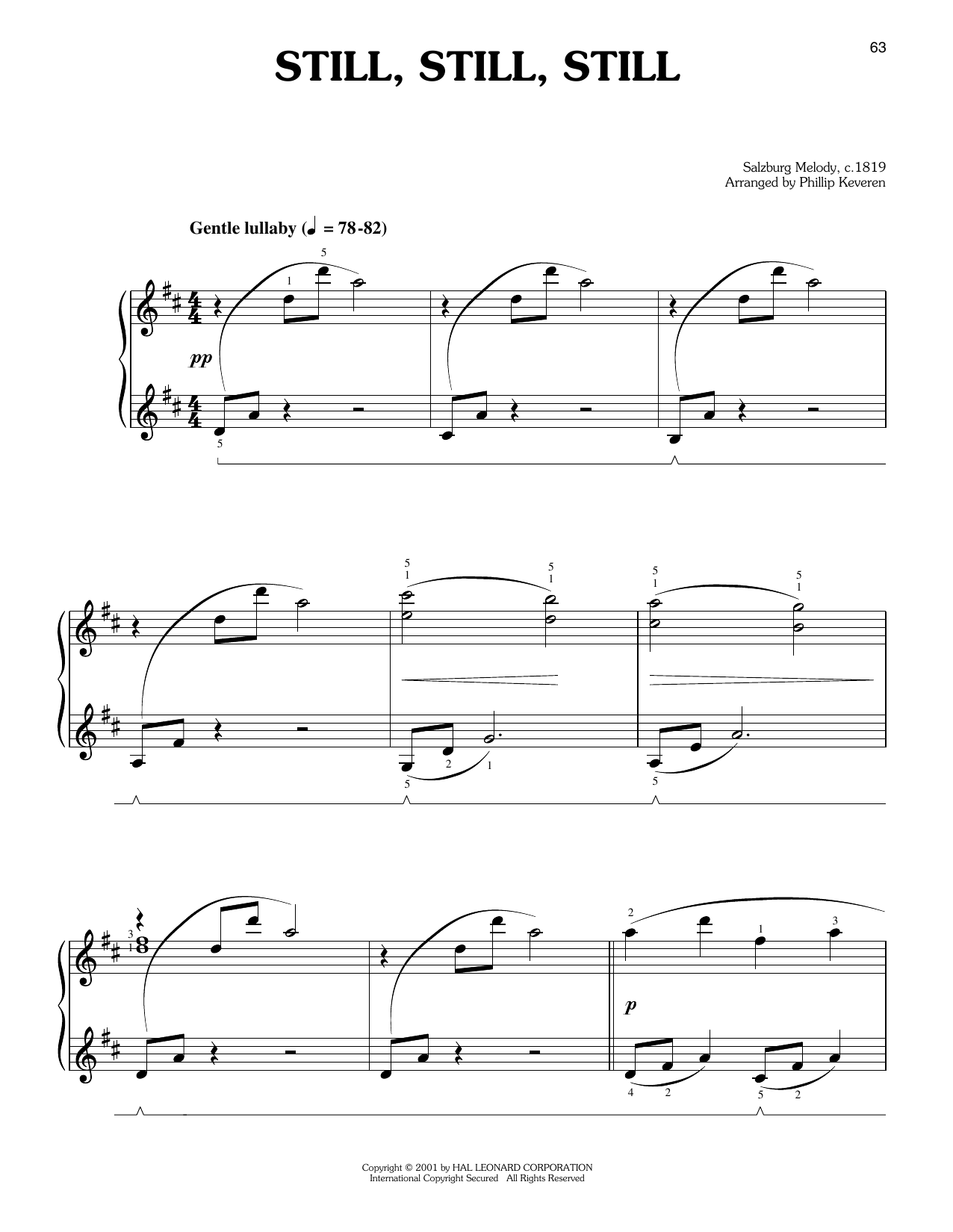Traditional Austrian Text Still, Still, Still (arr. Phillip Keveren) Sheet Music Notes & Chords for Easy Piano - Download or Print PDF