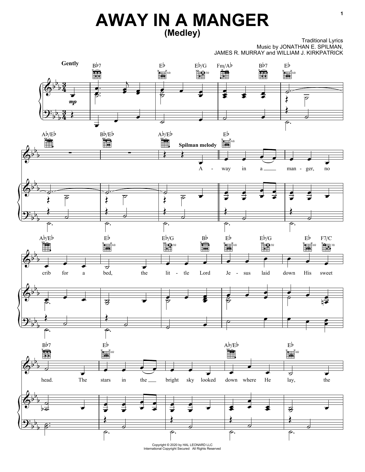 Traditional Away In A Manger (Medley) Sheet Music Notes & Chords for Piano, Vocal & Guitar (Right-Hand Melody) - Download or Print PDF