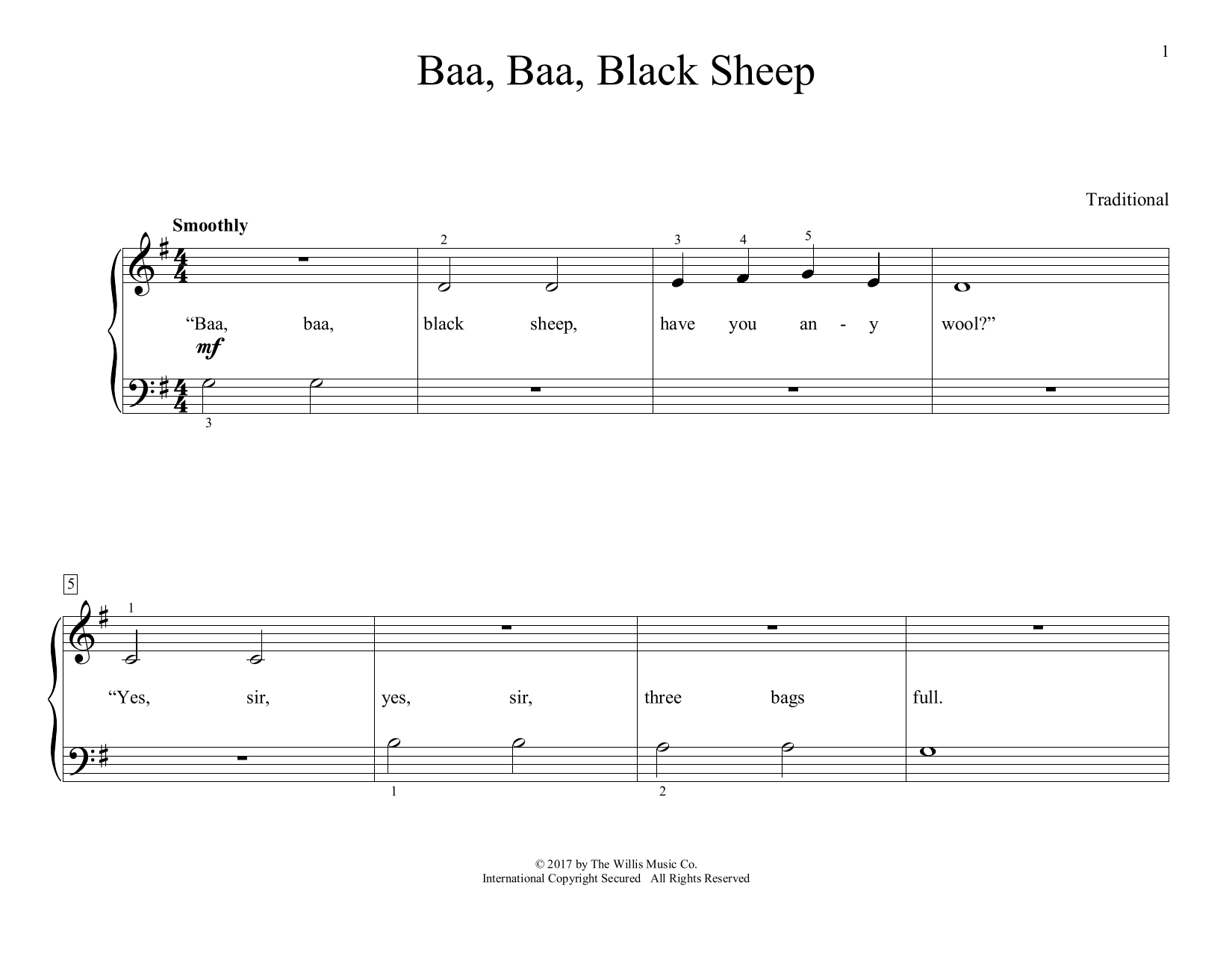 Traditional Baa, Baa, Black Sheep (arr. Christopher Hussey) Sheet Music Notes & Chords for Educational Piano - Download or Print PDF