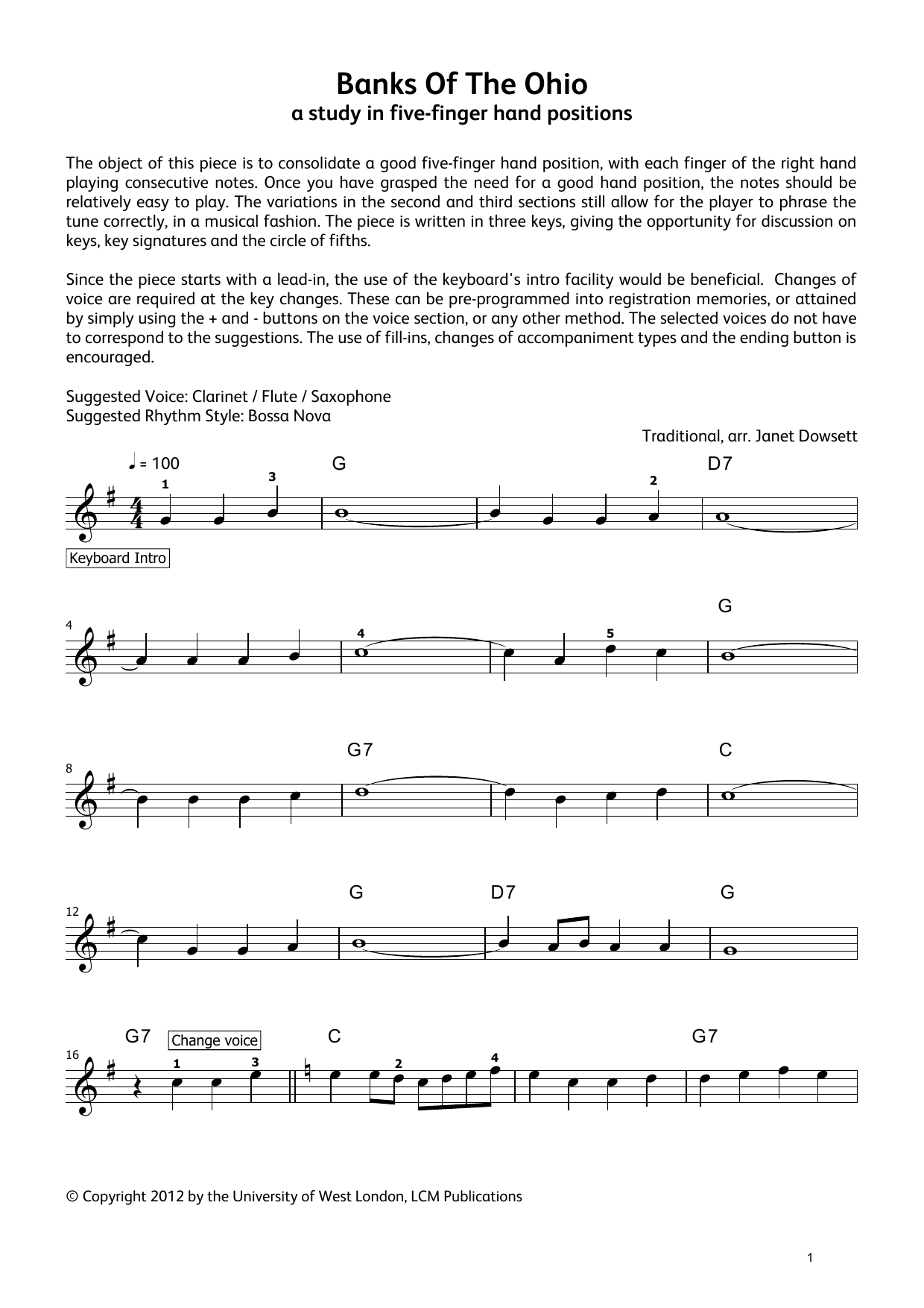 Traditional Banks of the Ohio (from LCME Electronic Keyboard Grade 1 List A) Sheet Music Notes & Chords for Piano Solo - Download or Print PDF
