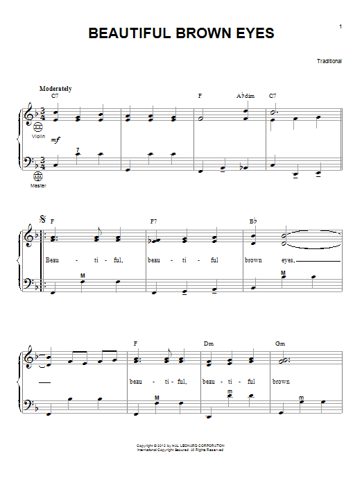 Gary Meisner Beautiful Brown Eyes Sheet Music Notes & Chords for Accordion - Download or Print PDF