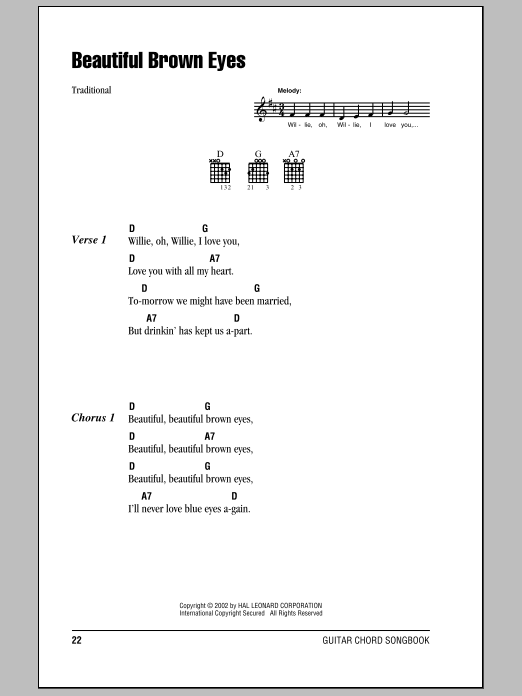 Traditional Beautiful Brown Eyes Sheet Music Notes & Chords for Ukulele - Download or Print PDF