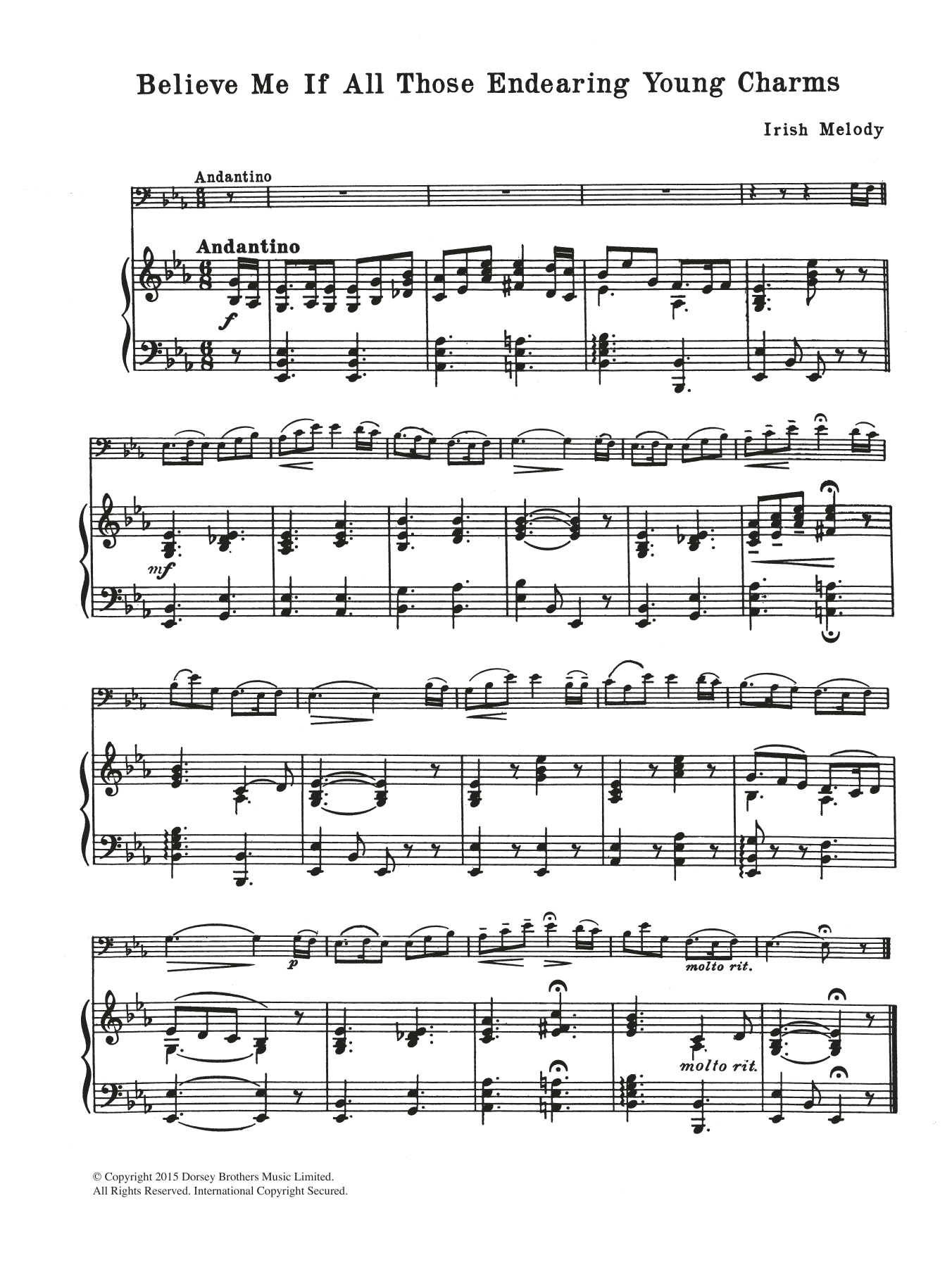 Traditional Believe Me If All Those Endearing Young Charms Sheet Music Notes & Chords for Cello - Download or Print PDF