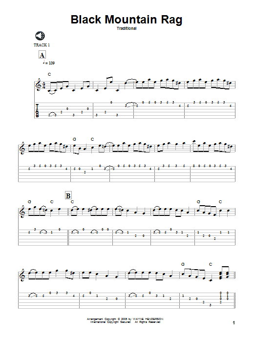 Traditional Black Mountain Rag Sheet Music Notes & Chords for Easy Guitar Tab - Download or Print PDF