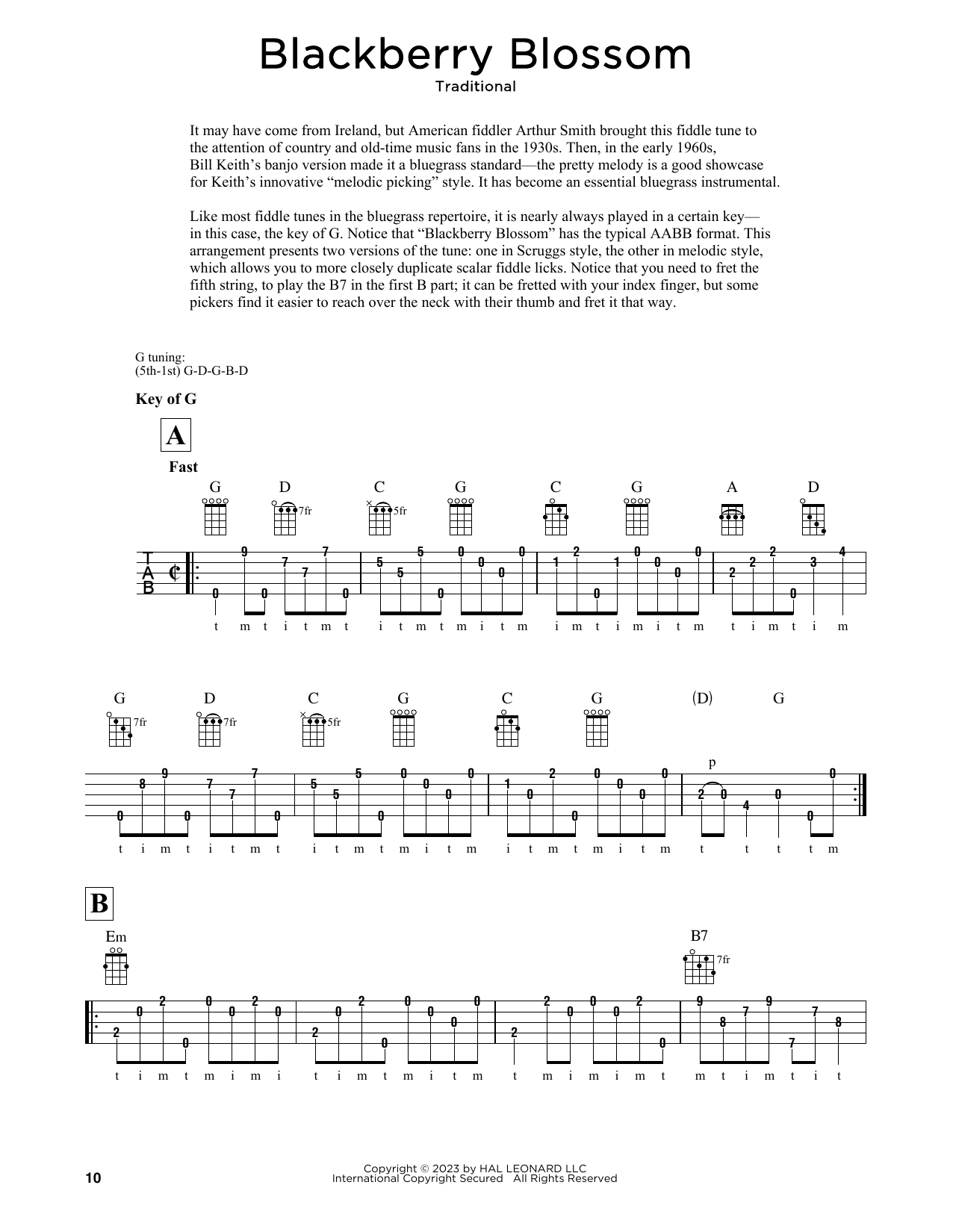 Traditional Blackberry Blossom (arr. Fred Sokolow) Sheet Music Notes & Chords for Banjo Tab - Download or Print PDF
