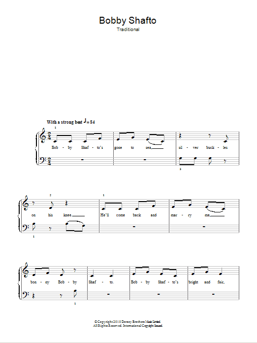 Traditional Nursery Rhyme Bobby Shafto Sheet Music Notes & Chords for 5-Finger Piano - Download or Print PDF