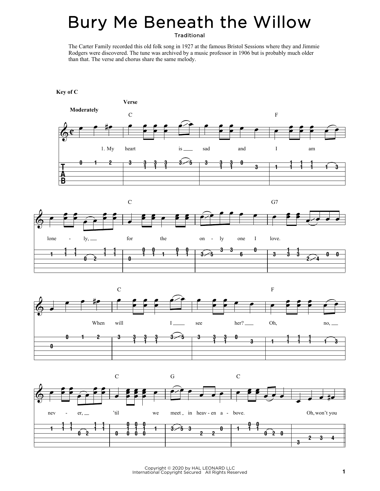 Traditional Bury Me Beneath The Willow (arr. Fred Sokolow) Sheet Music Notes & Chords for Banjo Tab - Download or Print PDF