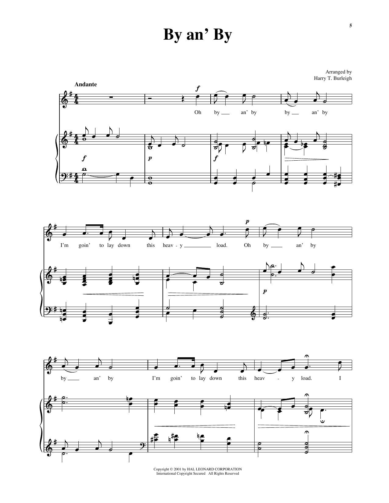 Traditional By And By (arr. Richard Walters) (High Voice) Sheet Music Notes & Chords for Piano & Vocal - Download or Print PDF Traditional By And By (arr. Richard Walters) (High Voice) Sheet Music Notes & Chords for Piano & Vocal - Download or Print PDF