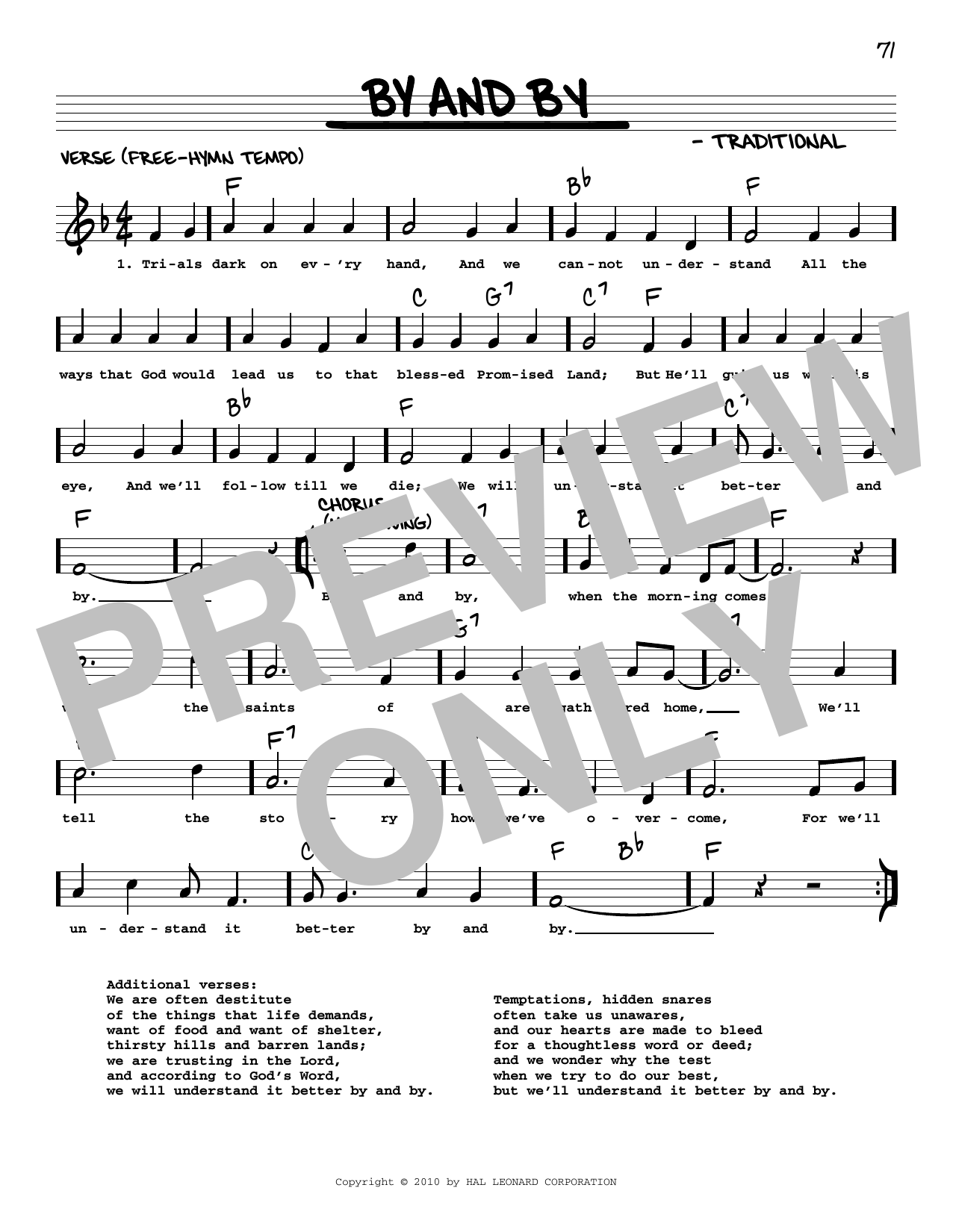 Traditional By And By (arr. Robert Rawlins) Sheet Music Notes & Chords for Real Book – Melody, Lyrics & Chords - Download or Print PDF