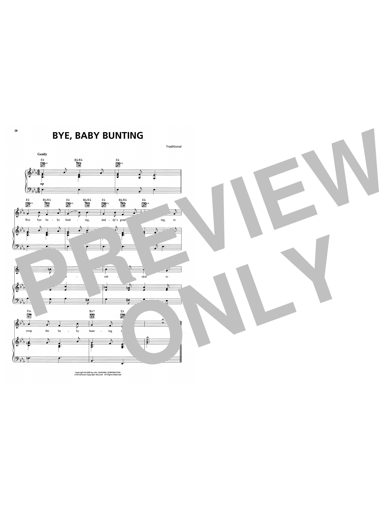 Traditional Bye, Baby Bunting Sheet Music Notes & Chords for Piano, Vocal & Guitar Chords (Right-Hand Melody) - Download or Print PDF Traditional Bye, Baby Bunting Sheet Music Notes & Chords for Piano, Vocal & Guitar Chords (Right-Hand Melody) - Download or Print PDF