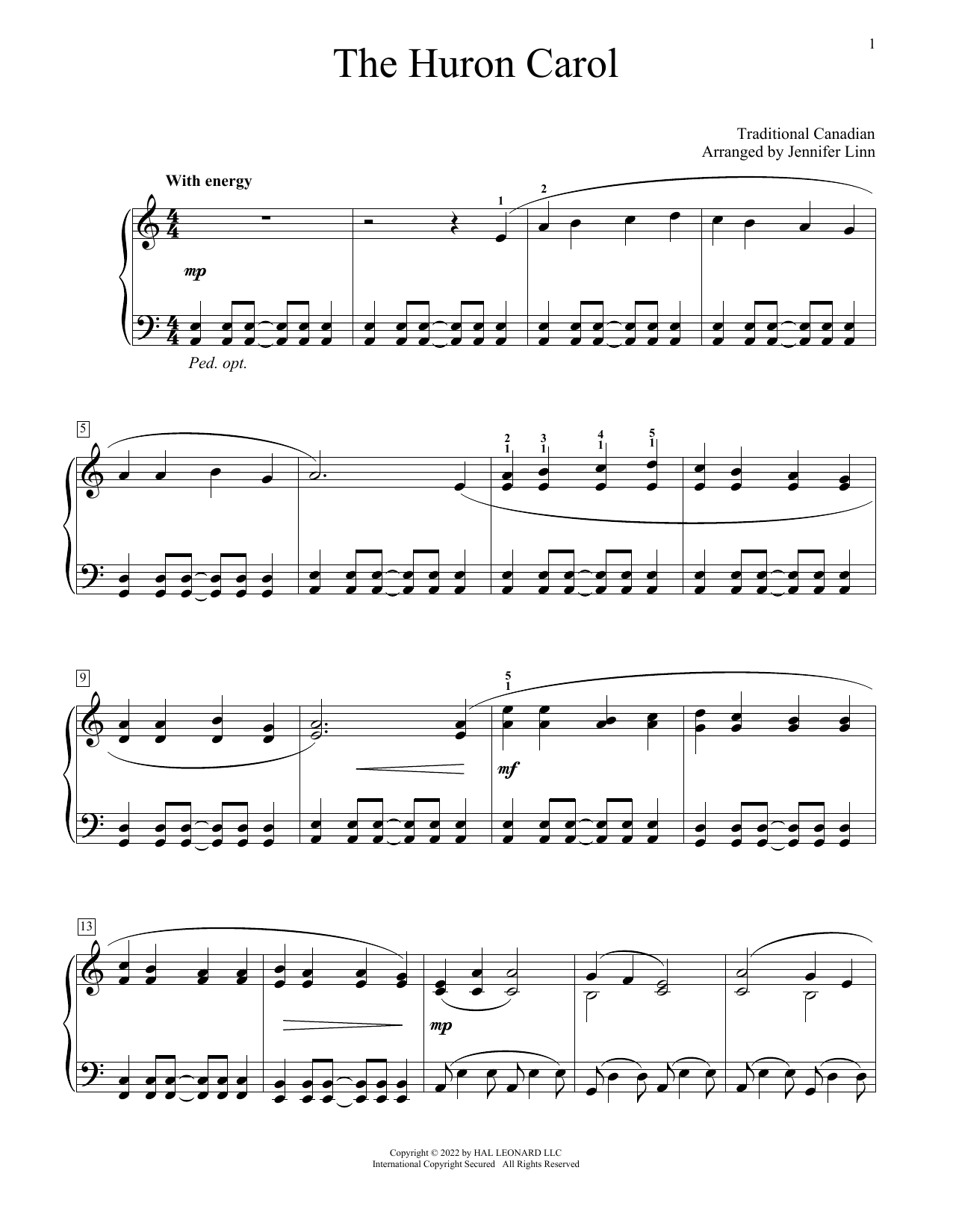 Traditional Canadian The Huron Carol (arr. Jennifer Linn) Sheet Music Notes & Chords for Educational Piano - Download or Print PDF