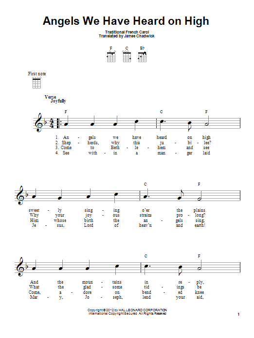Traditional Carol Angels We Have Heard On High Sheet Music Notes & Chords for Piano (Big Notes) - Download or Print PDF