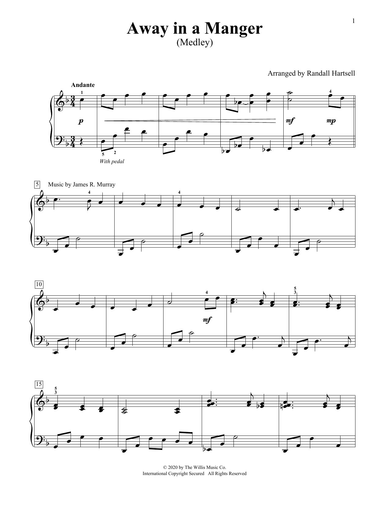 Traditional Carol Away In A Manger (Medley) (arr. Randall Hartsell) Sheet Music Notes & Chords for Educational Piano - Download or Print PDF