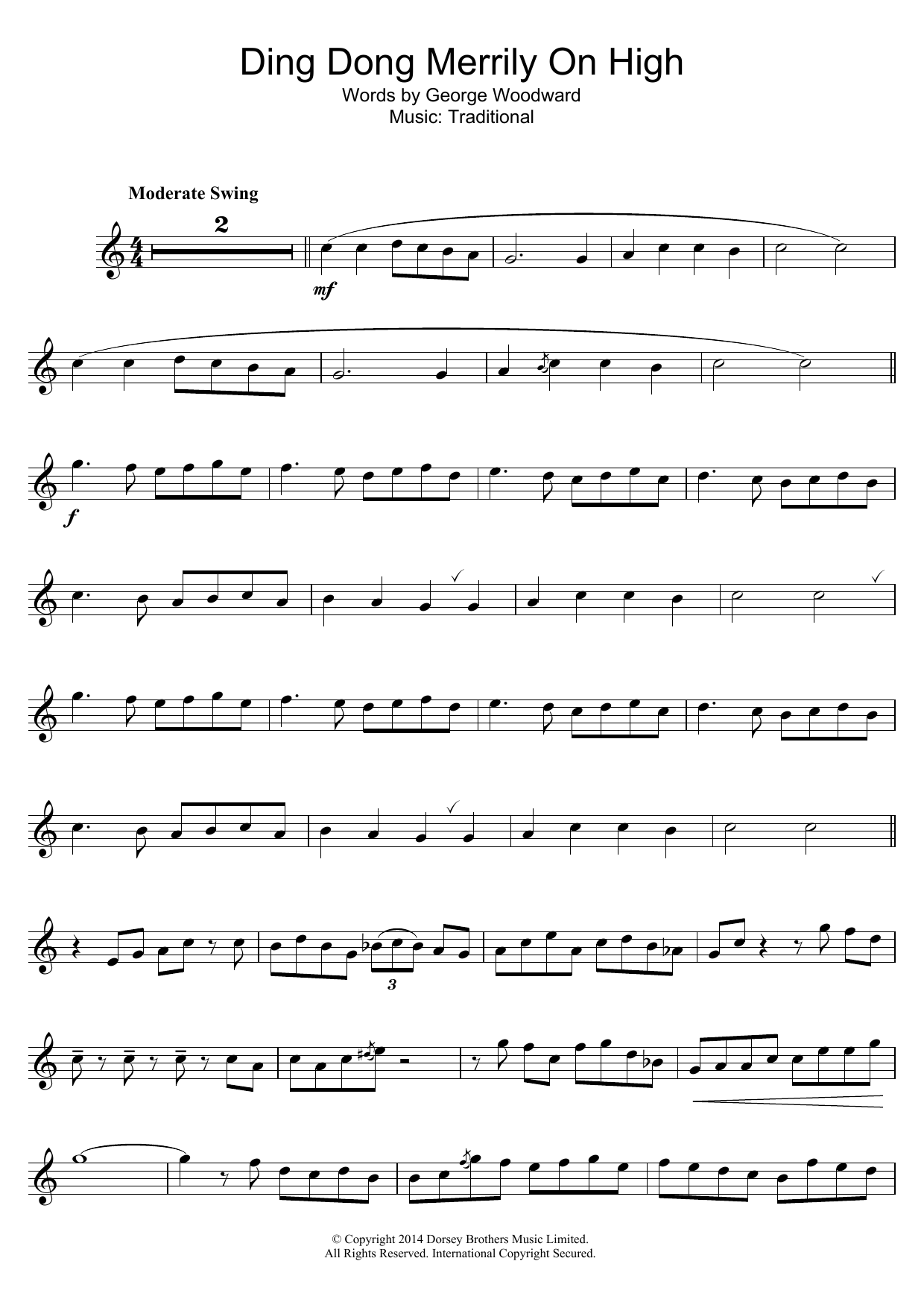 Traditional Carol Ding Dong! Merrily On High Sheet Music Notes & Chords for Trumpet - Download or Print PDF