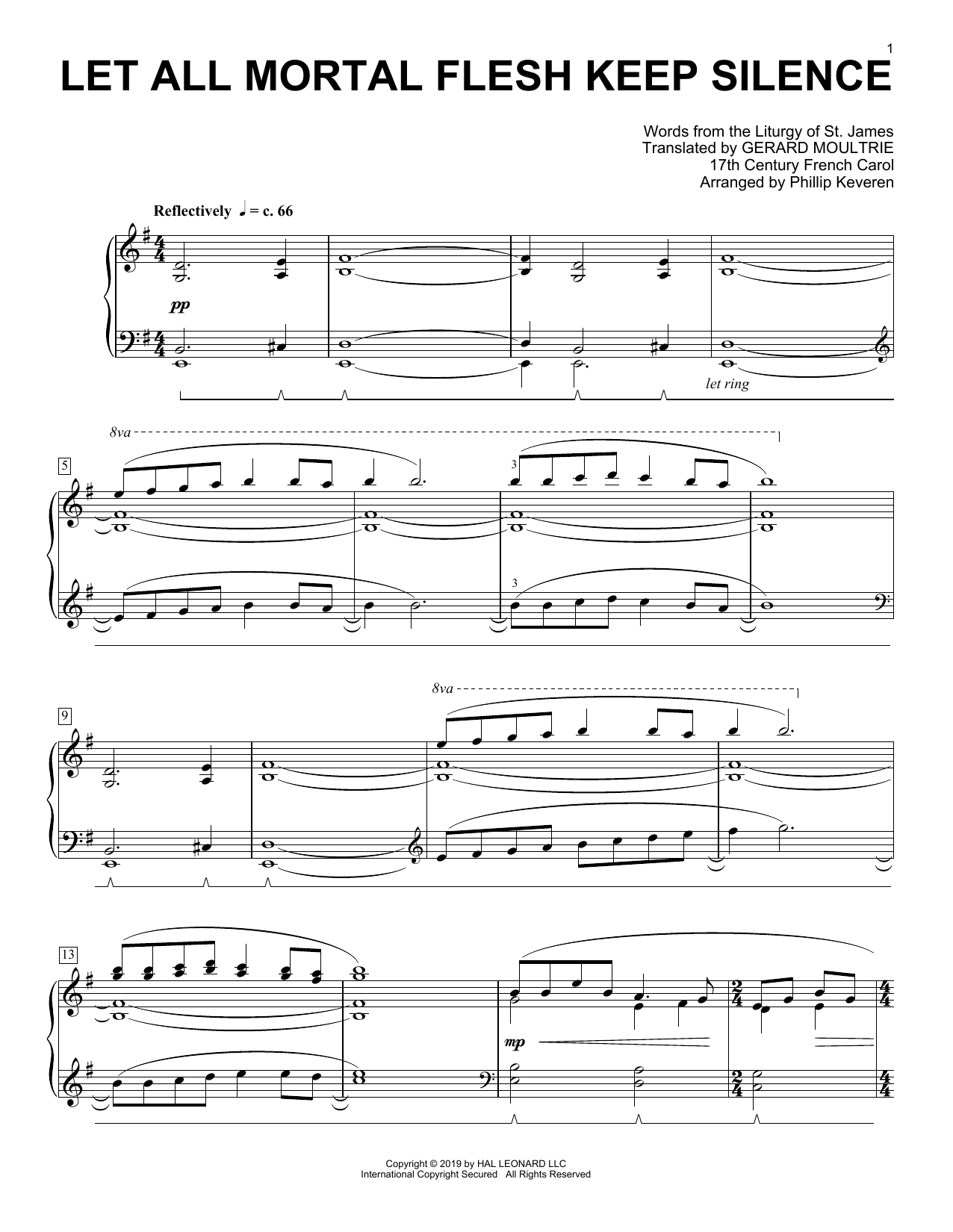 Traditional Carol Let All Mortal Flesh Keep Silence [Classical version] (arr. Phillip Keveren) Sheet Music Notes & Chords for Piano Solo - Download or Print PDF