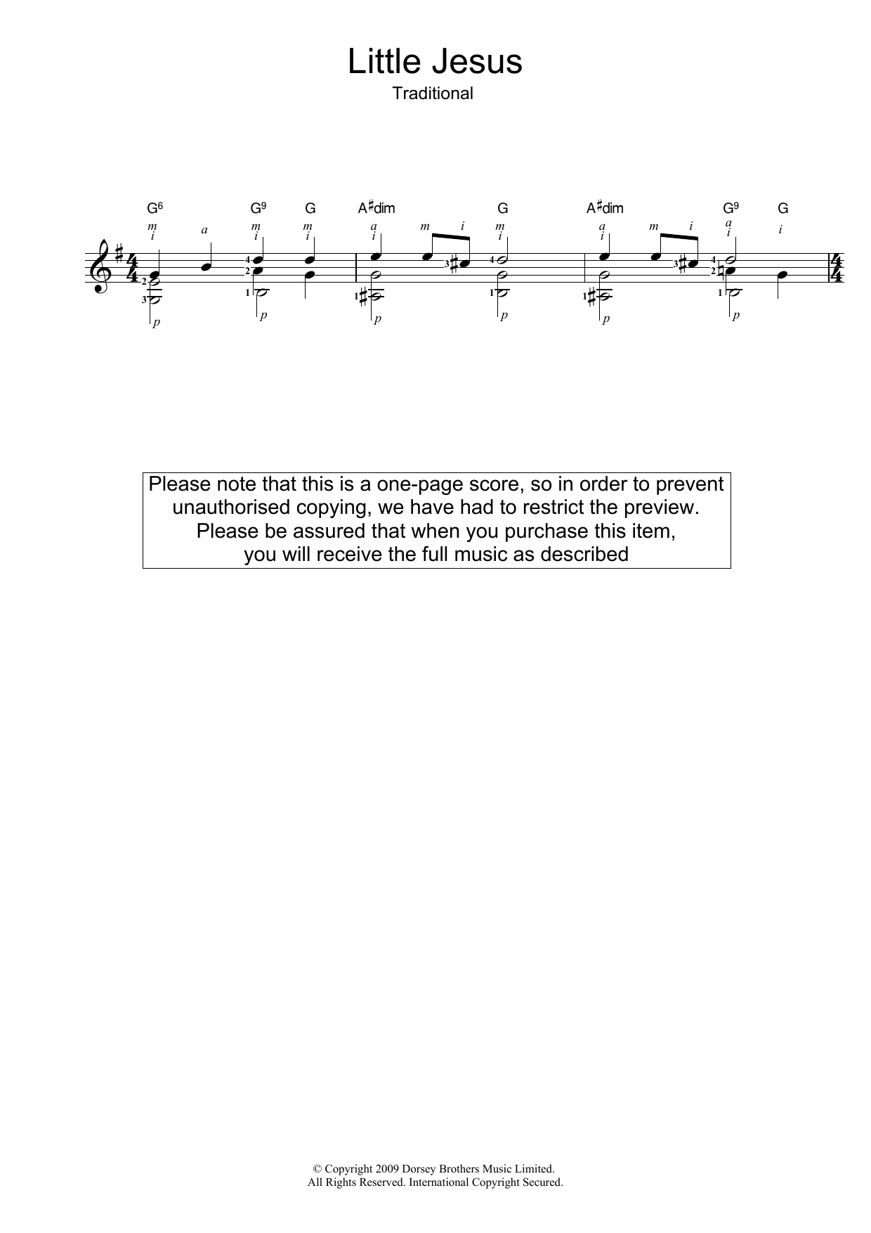 Traditional Carol Little Jesus (Rocking Carol) Sheet Music Notes & Chords for Guitar Chords/Lyrics - Download or Print PDF