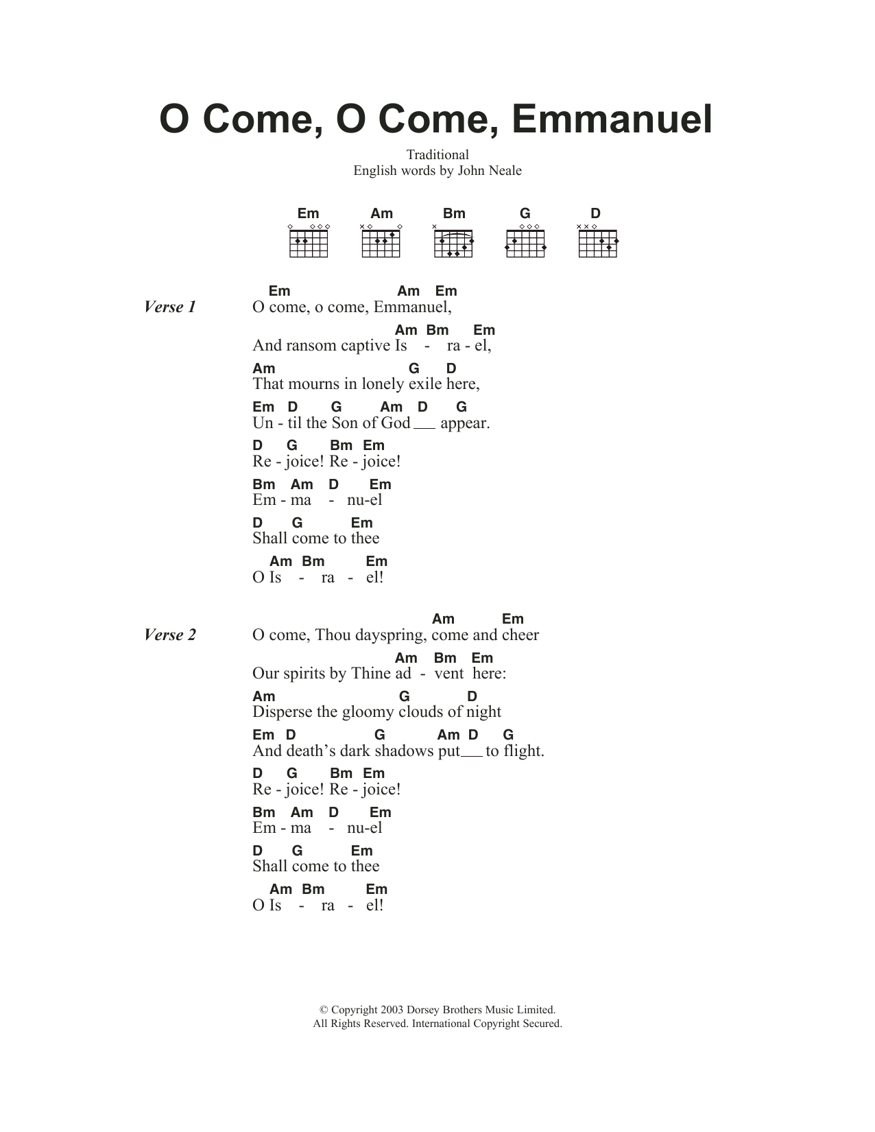 Traditional Carol O Come, O Come, Emmanuel Sheet Music Notes & Chords for Ukulele - Download or Print PDF