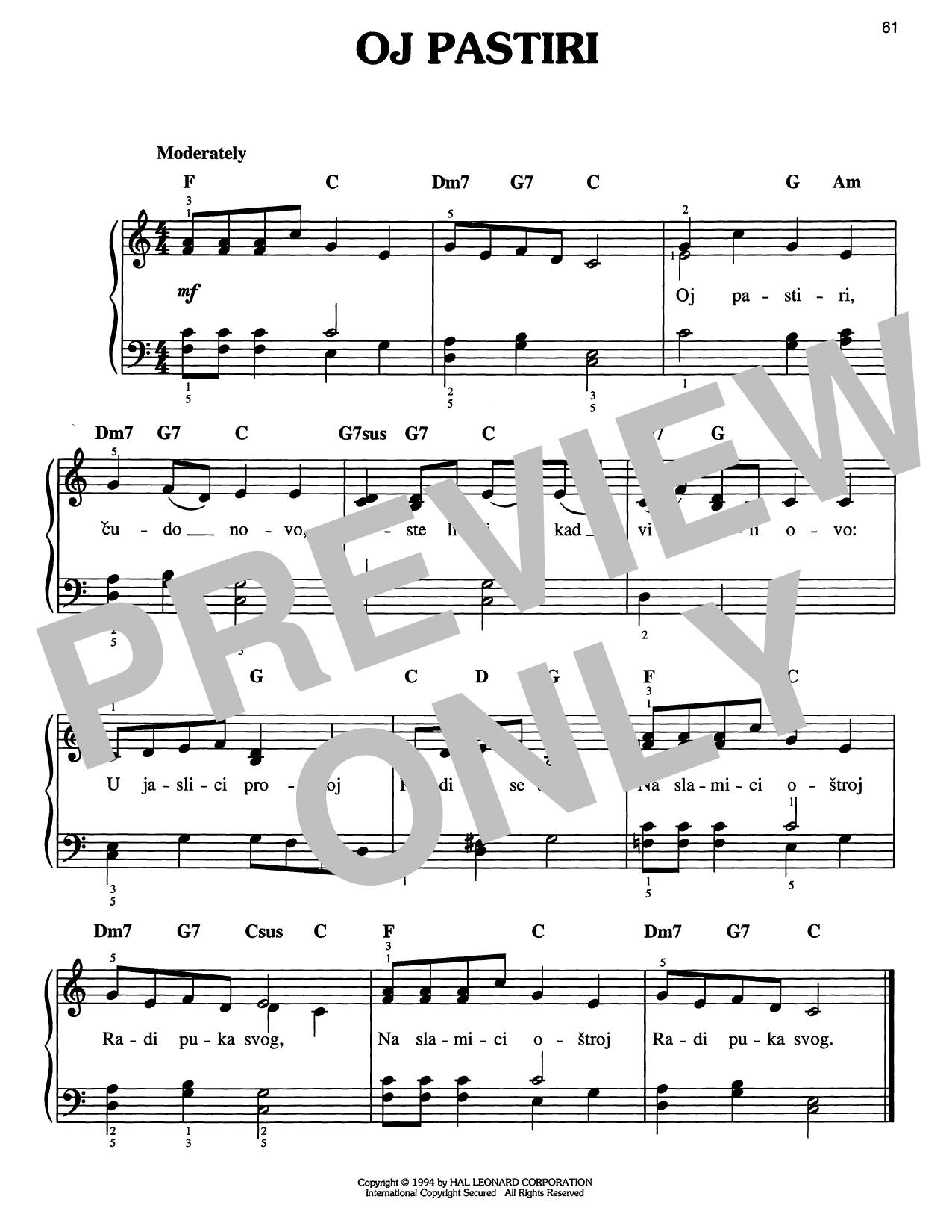 Traditional Carol Oj Pastiri Sheet Music Notes & Chords for Easy Piano - Download or Print PDF Traditional Carol Oj Pastiri Sheet Music Notes & Chords for Easy Piano - Download or Print PDF