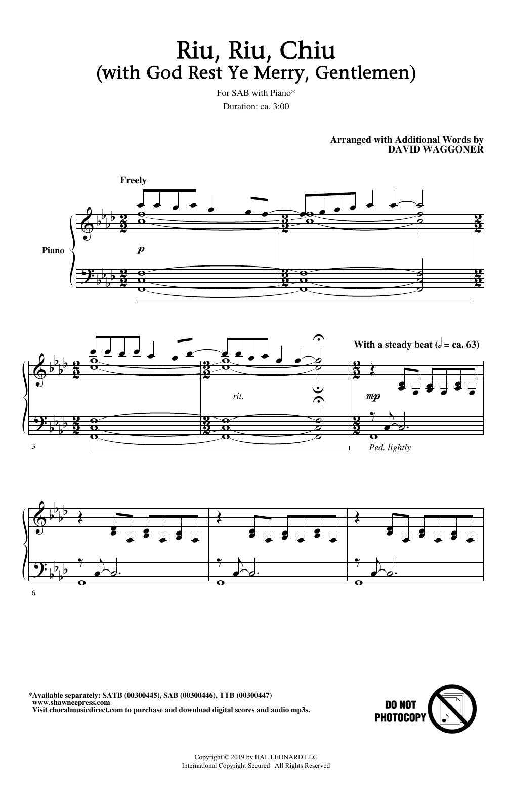 Traditional Carol Riu, Riu, Chiu (with God Rest Ye Merry, Gentlemen) (arr. David Waggoner) Sheet Music Notes & Chords for SATB Choir - Download or Print PDF