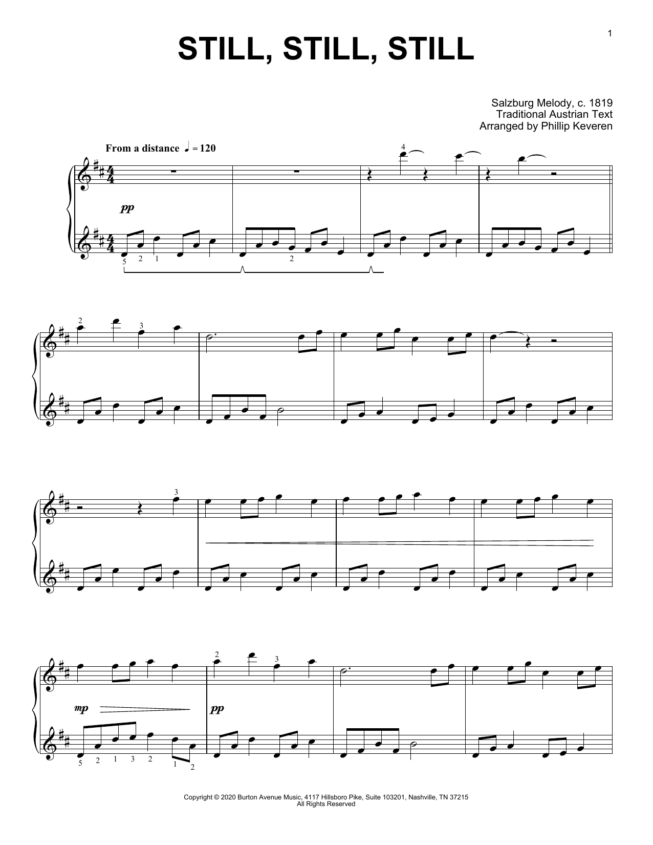 Traditional Carol Still, Still, Still (arr. Phillip Keveren) Sheet Music Notes & Chords for Piano Solo - Download or Print PDF