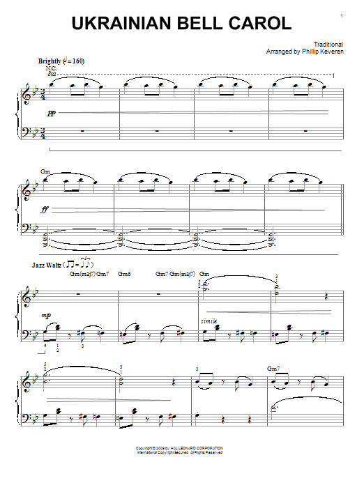 Traditional Carol Ukrainian Bell Carol [Jazz version] (arr. Phillip Keveren) Sheet Music Notes & Chords for Piano - Download or Print PDF