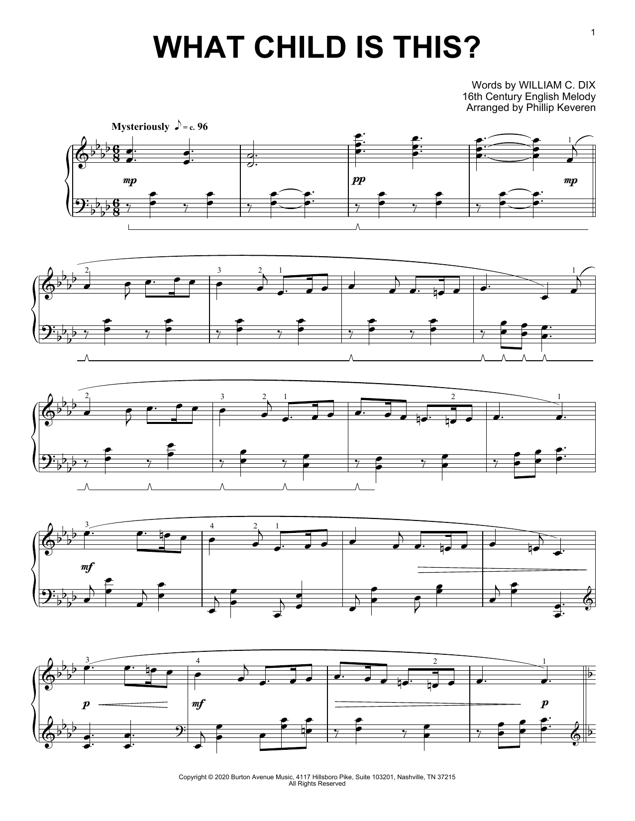 Traditional Carol What Child Is This? (arr. Phillip Keveren) Sheet Music Notes & Chords for Piano Solo - Download or Print PDF