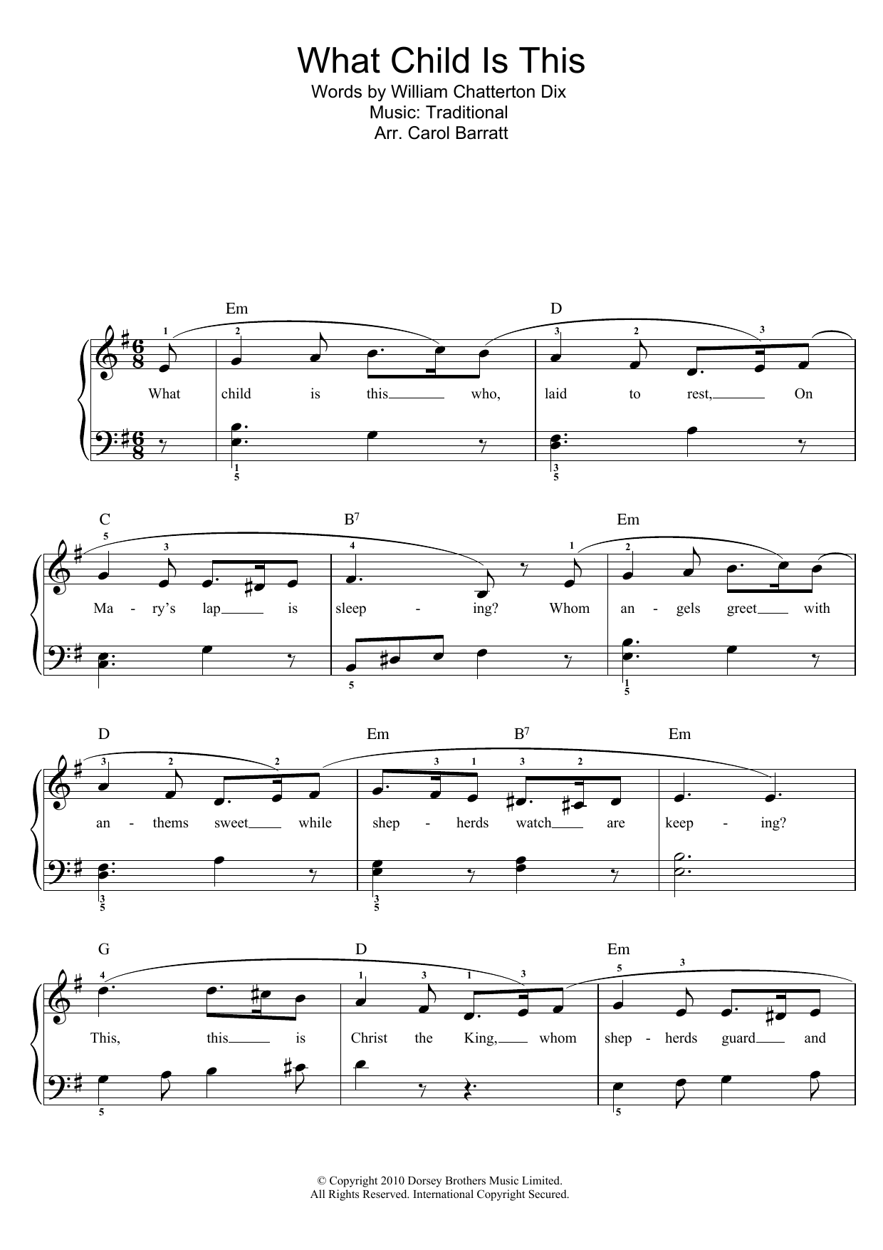 Traditional Carol What Child Is This? Sheet Music Notes & Chords for Piano & Vocal - Download or Print PDF
