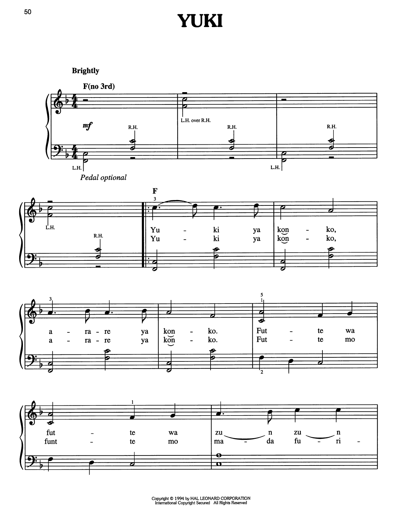Traditional Carol Yuki Sheet Music Notes & Chords for Easy Piano - Download or Print PDF