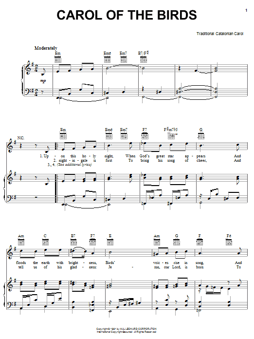 Traditional Catalonian Carol Carol Of The Birds Sheet Music Notes & Chords for Violin - Download or Print PDF