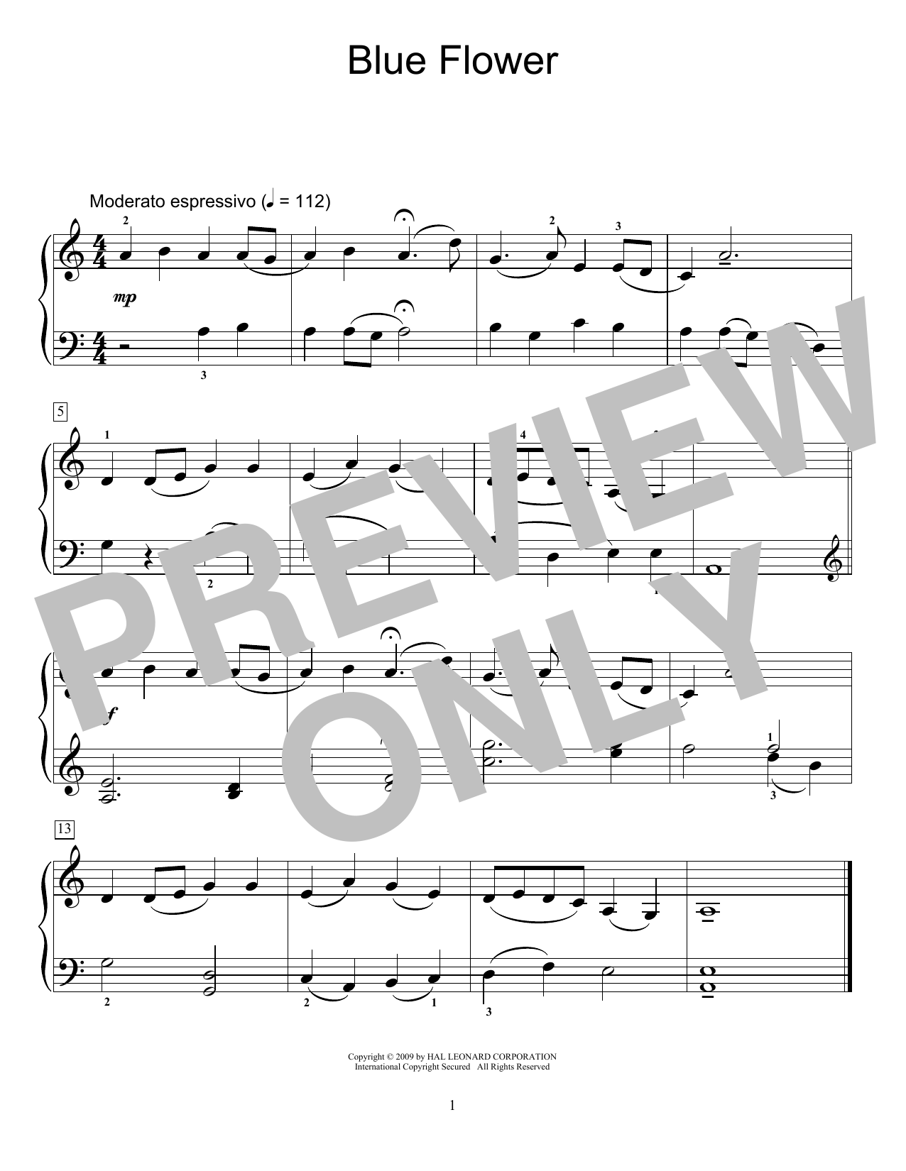 Traditional Chinese Folk Song Blue Flower (arr. Joseph Johnson) Sheet Music Notes & Chords for Educational Piano - Download or Print PDF