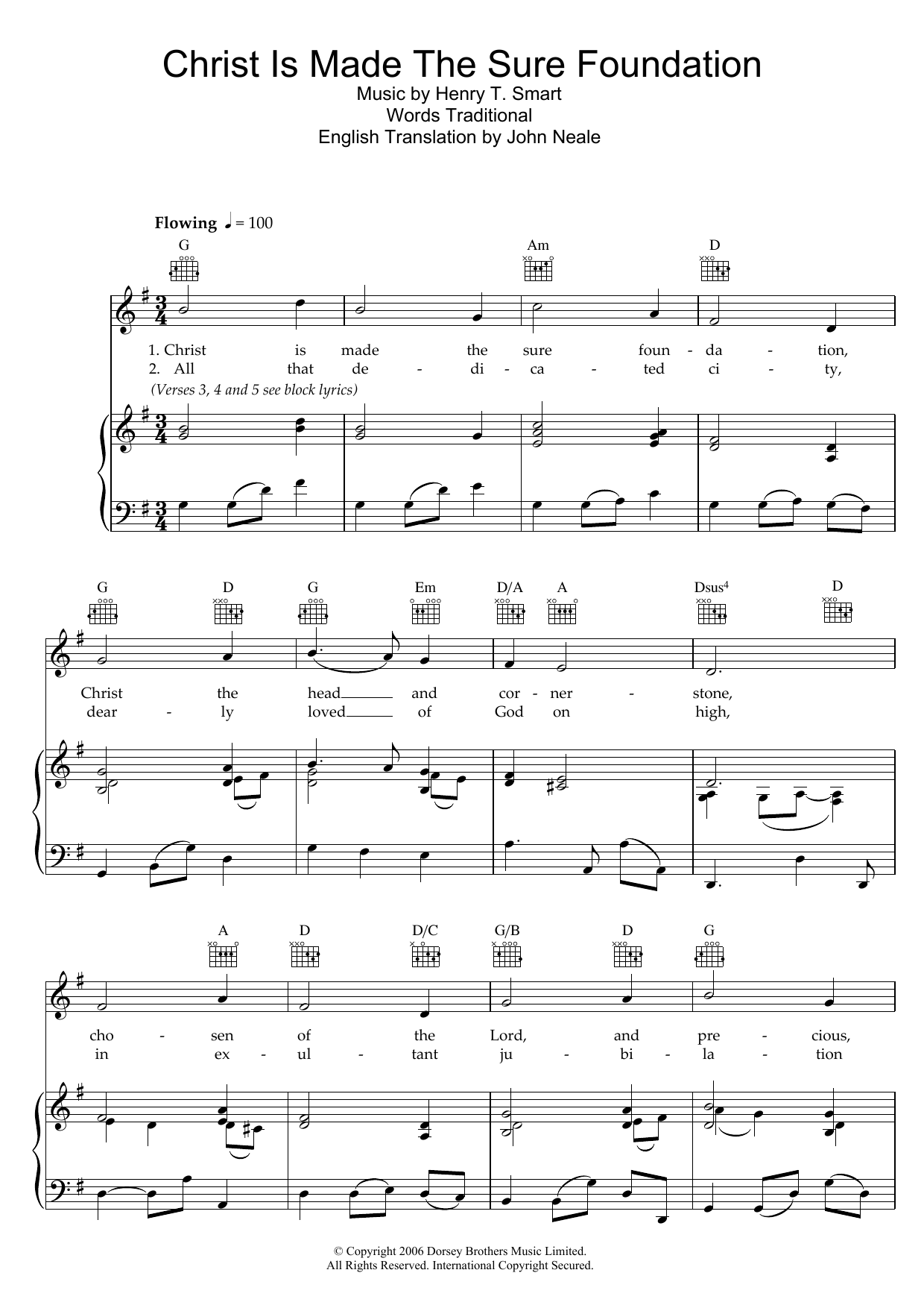 Traditional Christ Is Made The Sure Foundation Sheet Music Notes & Chords for Piano, Vocal & Guitar (Right-Hand Melody) - Download or Print PDF