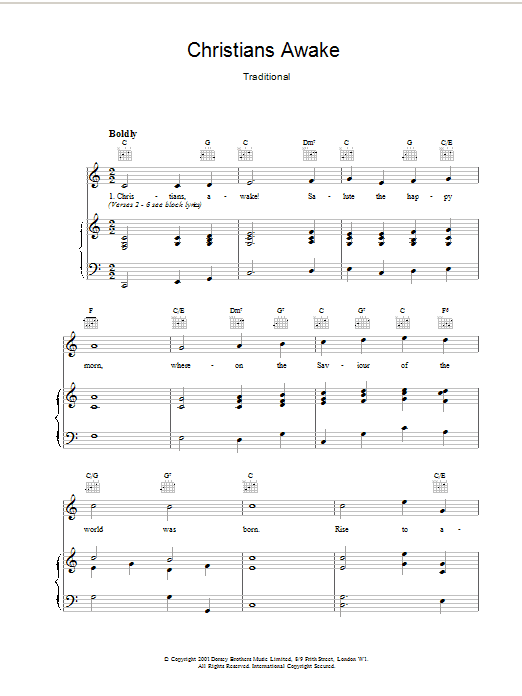 Traditional Christians Awake Sheet Music Notes & Chords for Guitar - Download or Print PDF